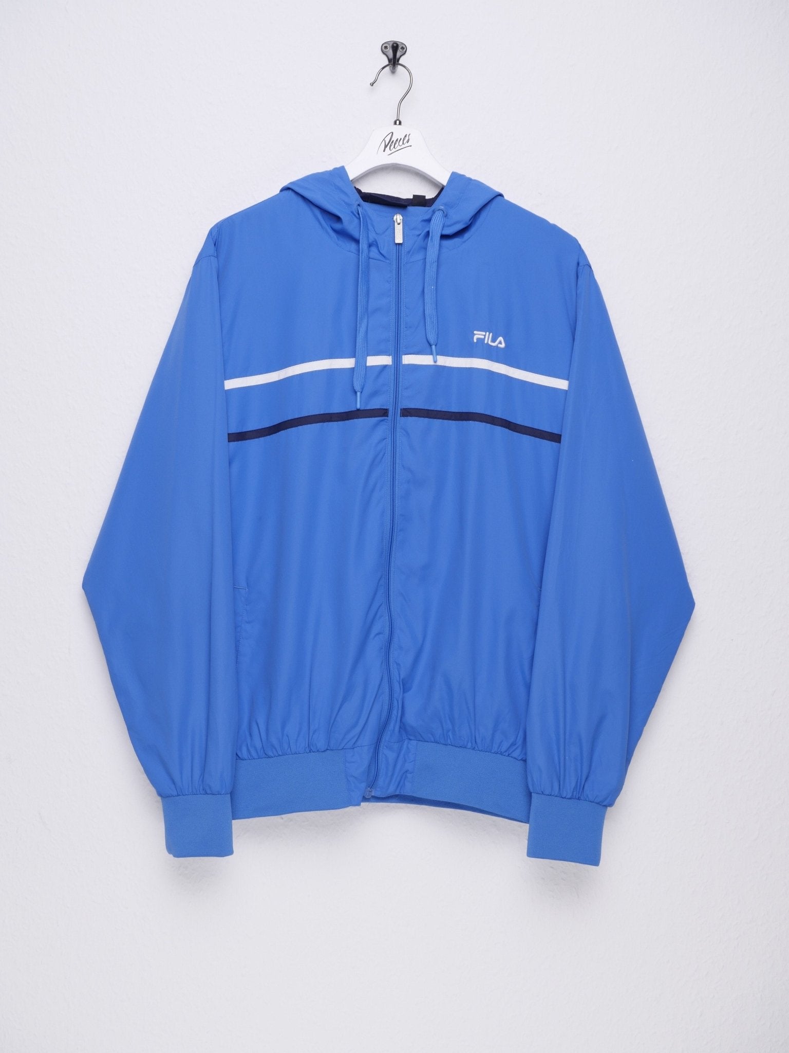 fila embroidered Spellout blue Track Jacket - Peeces