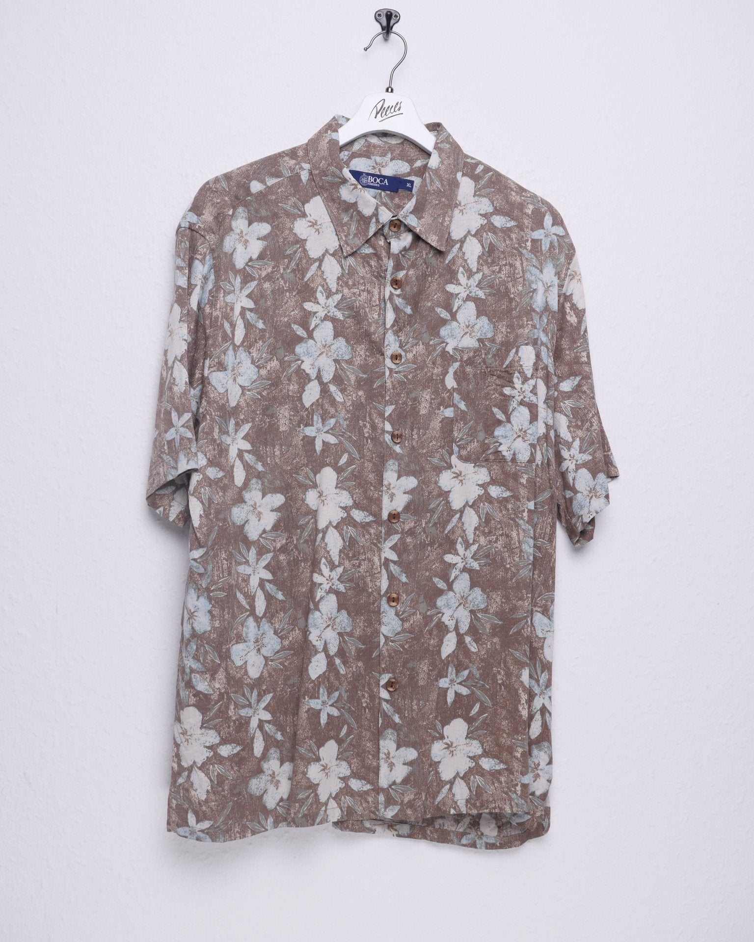'Flowers' printed Pattern two toned S/S Hemd - Peeces