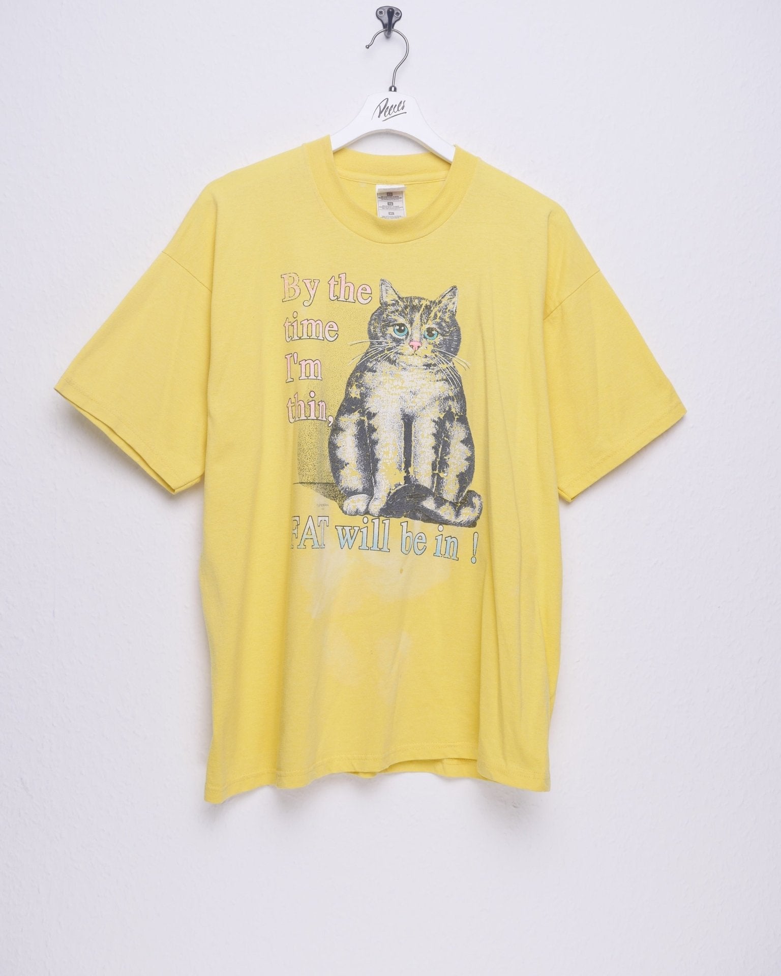 fruit printed Spellout cat Graphic Shirt - Peeces