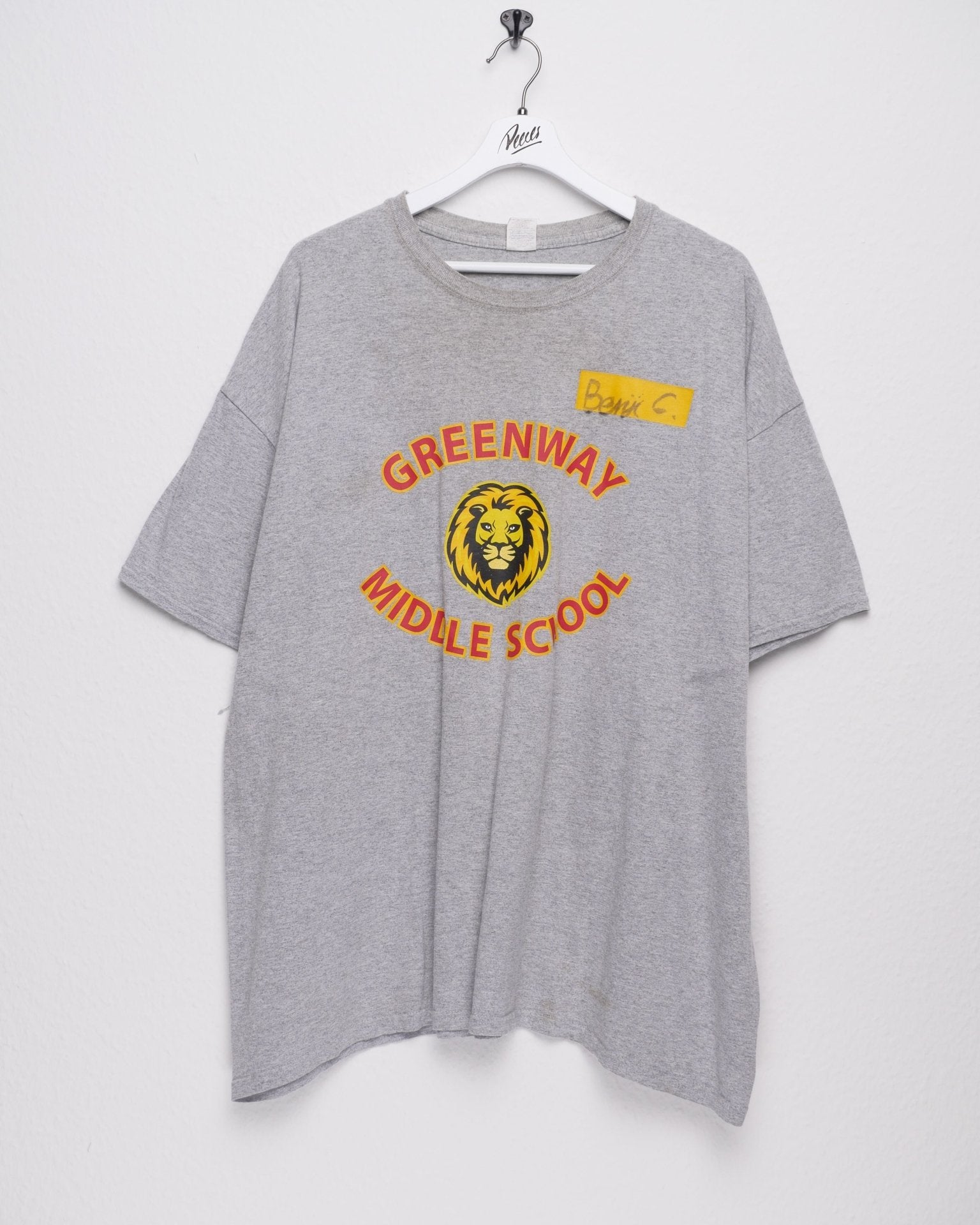 'Greenway Middle School' printed Graphic grey Shirt - Peeces