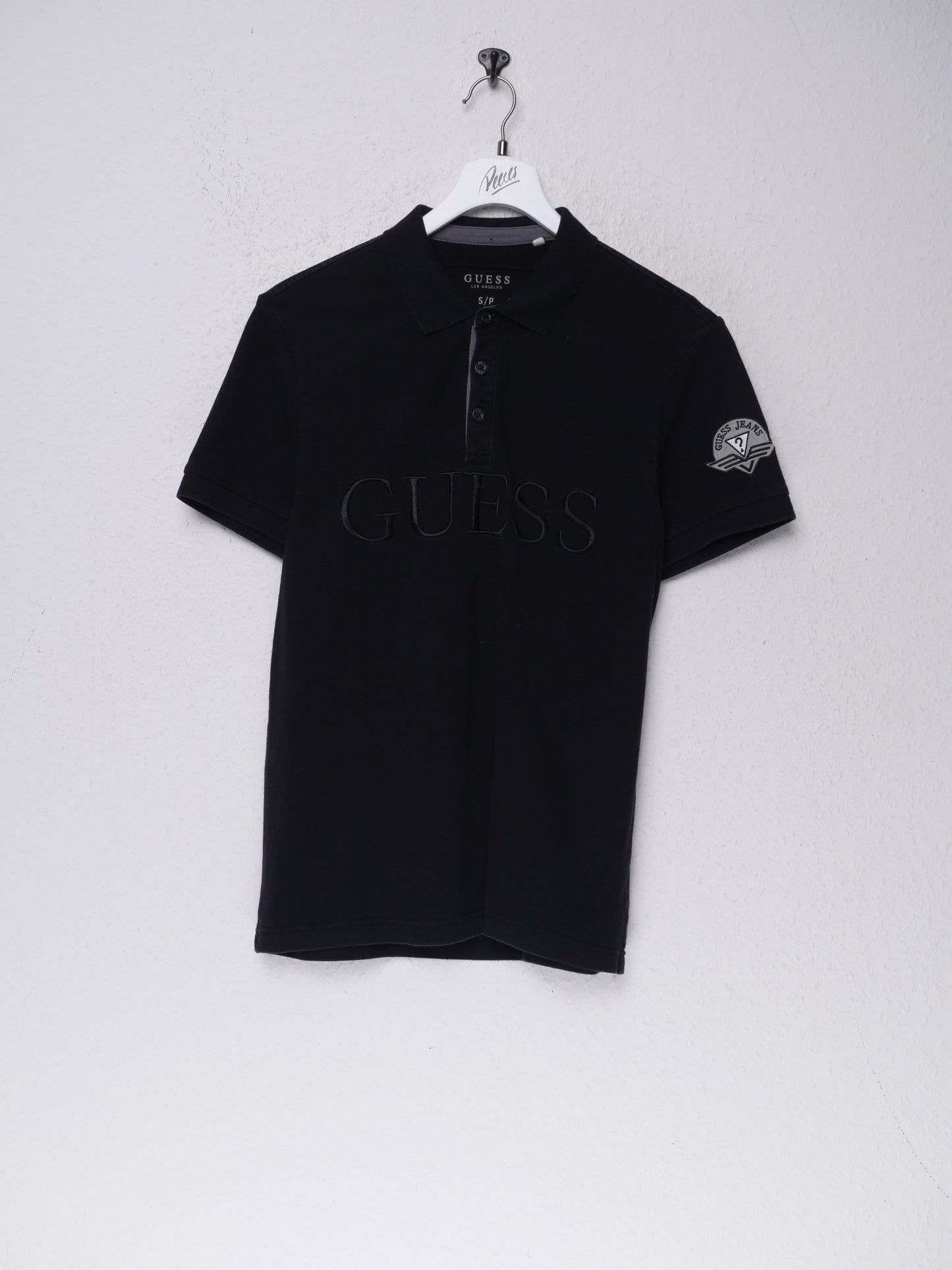 Guess embroidered Spellout black Polo Shirt - Peeces