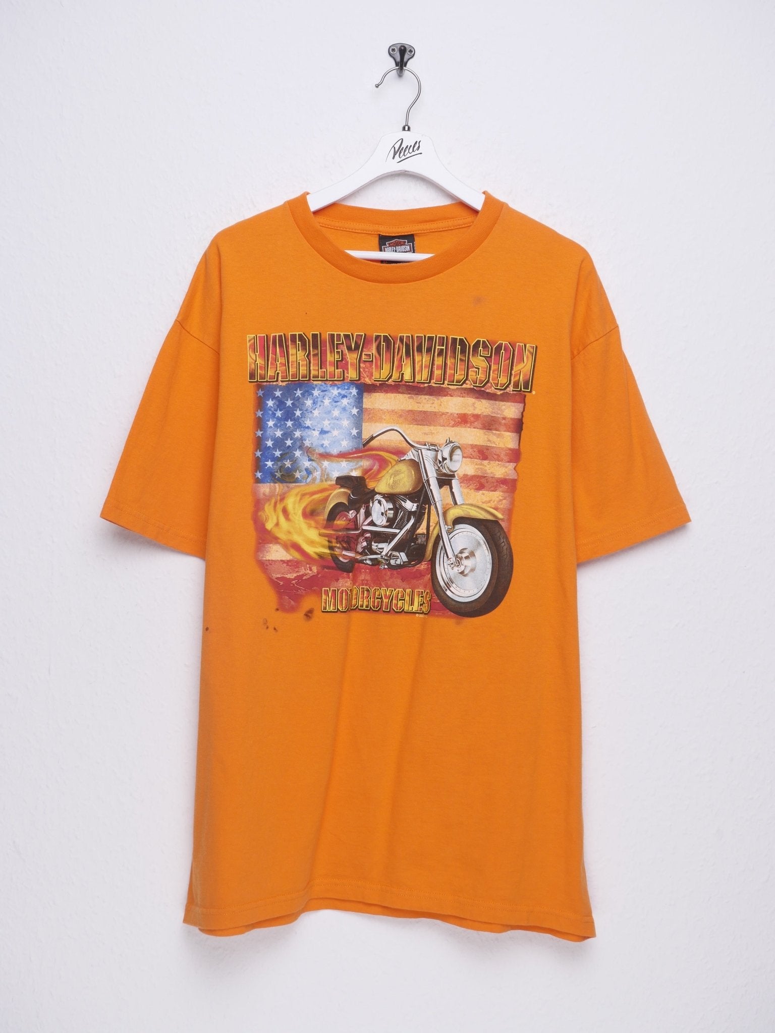 Harley Davidson Belgrade Montana printed Graphic orange Shirt - Peeces