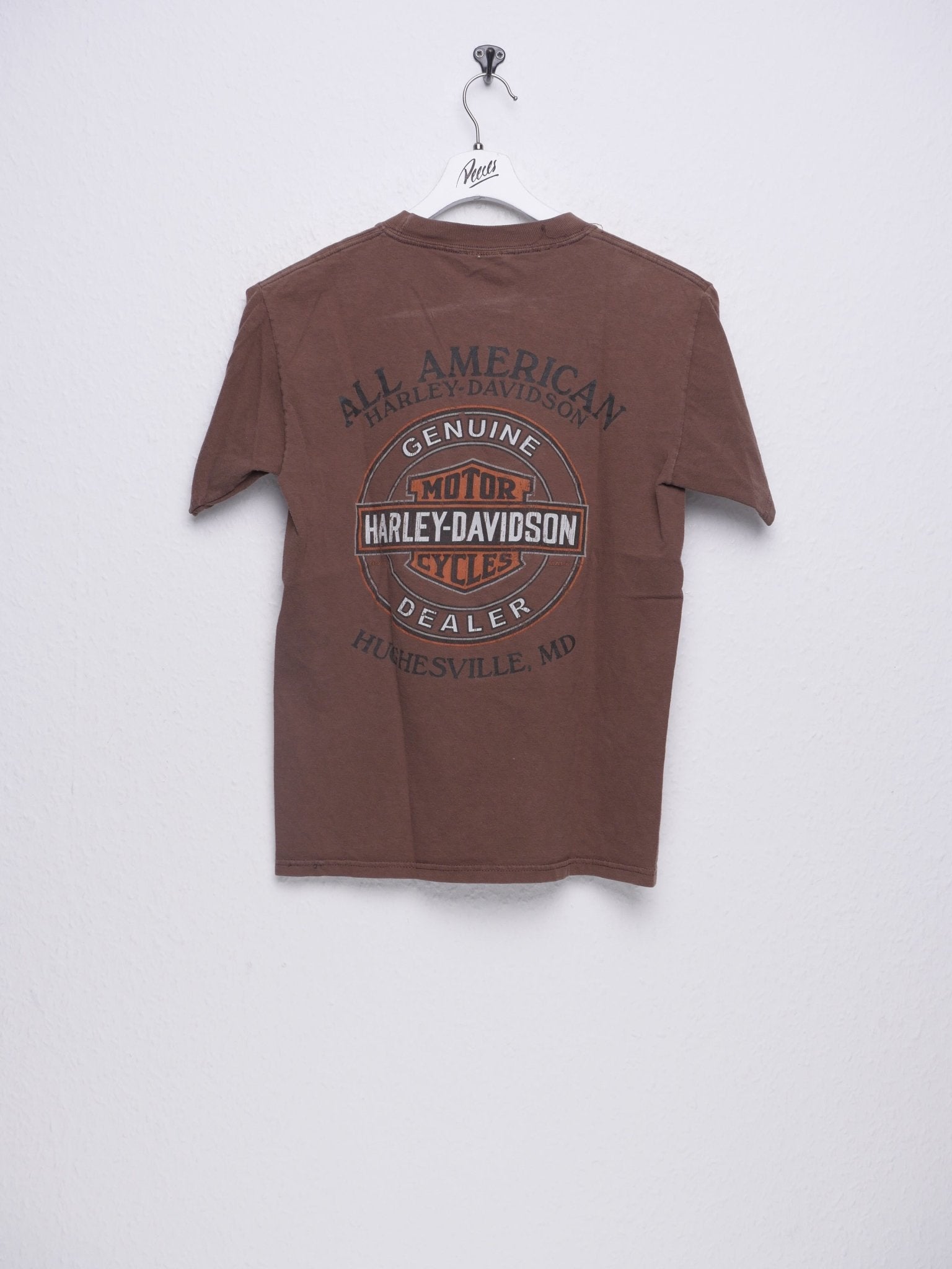 Harley Davidson printed Spellout brown Graphic Shirt - Peeces