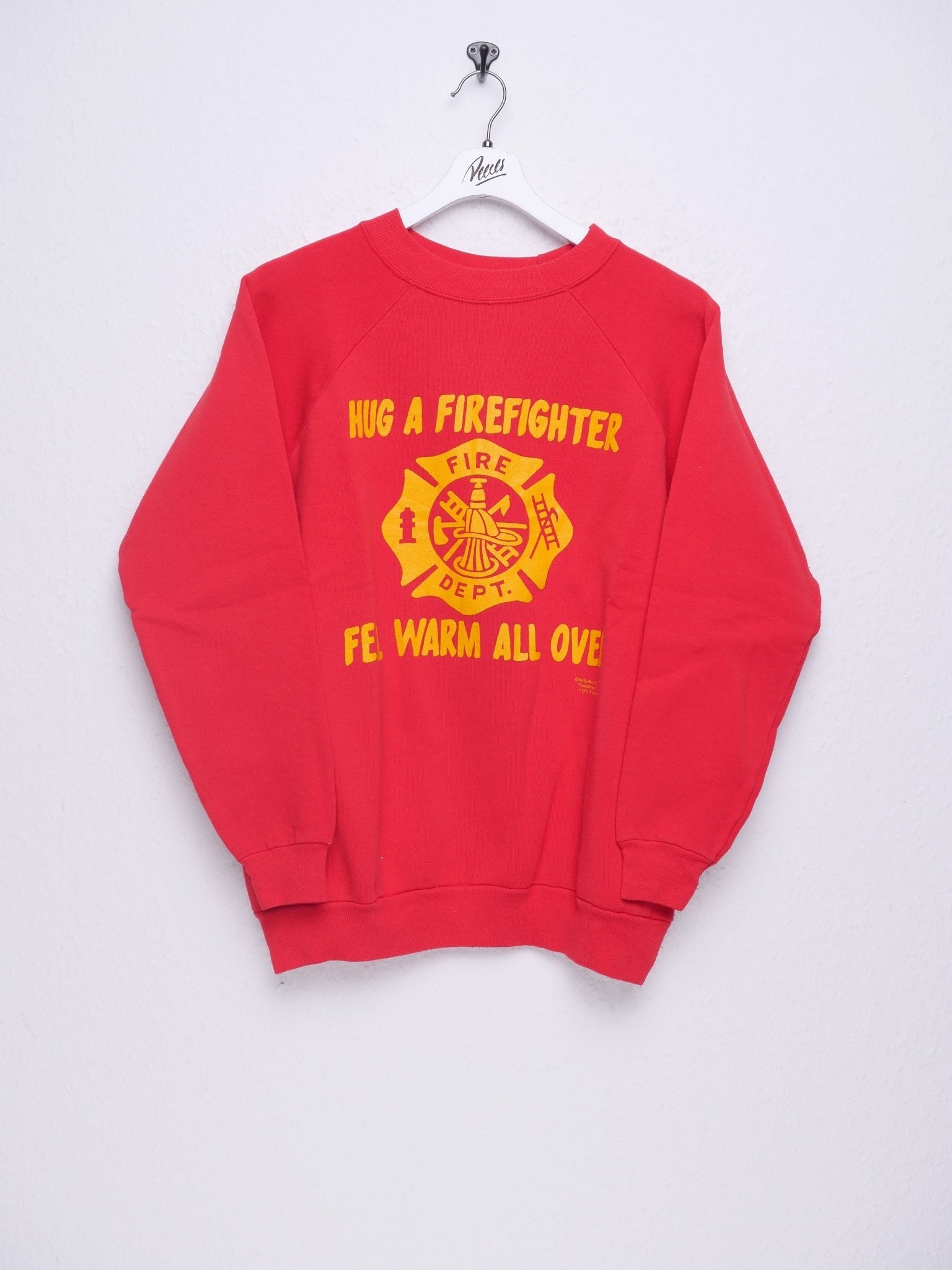 Hug A Firefighter printed Spellout Sweater - Peeces