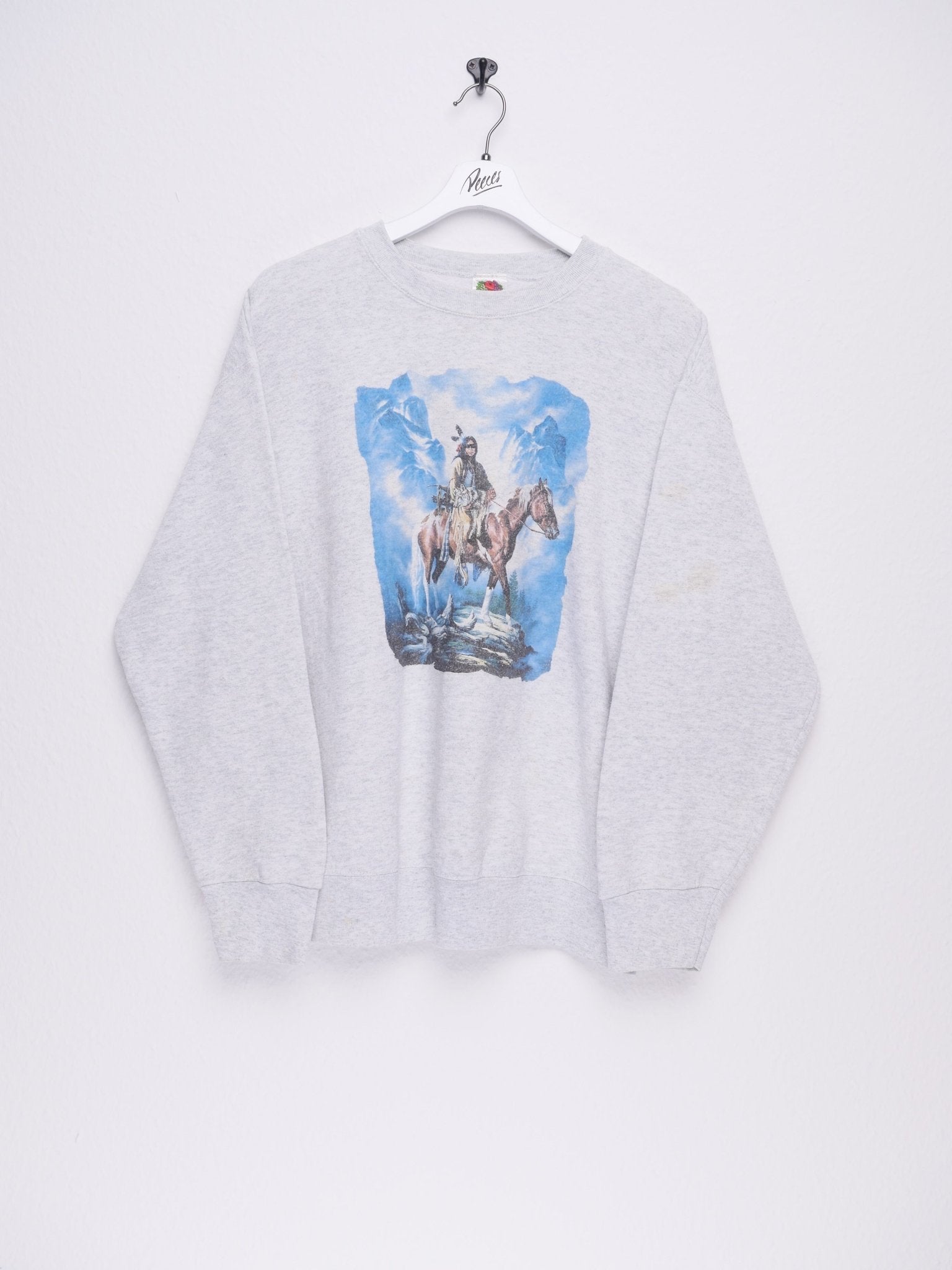 'Indigenous' printed Graphic grey Sweater - Peeces