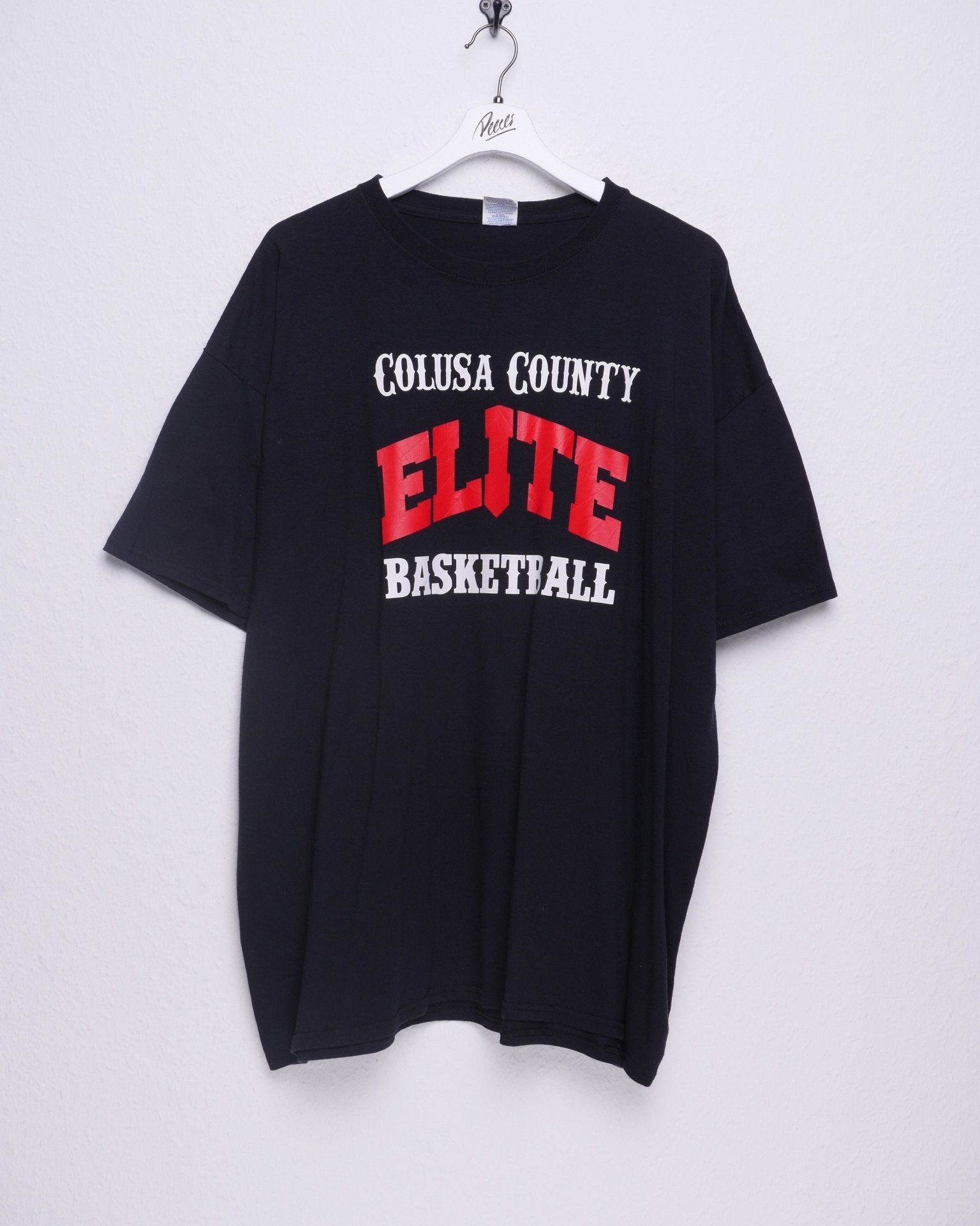 jerzees Colusa County Elite Basketball printed Spellout black Shirt - Peeces