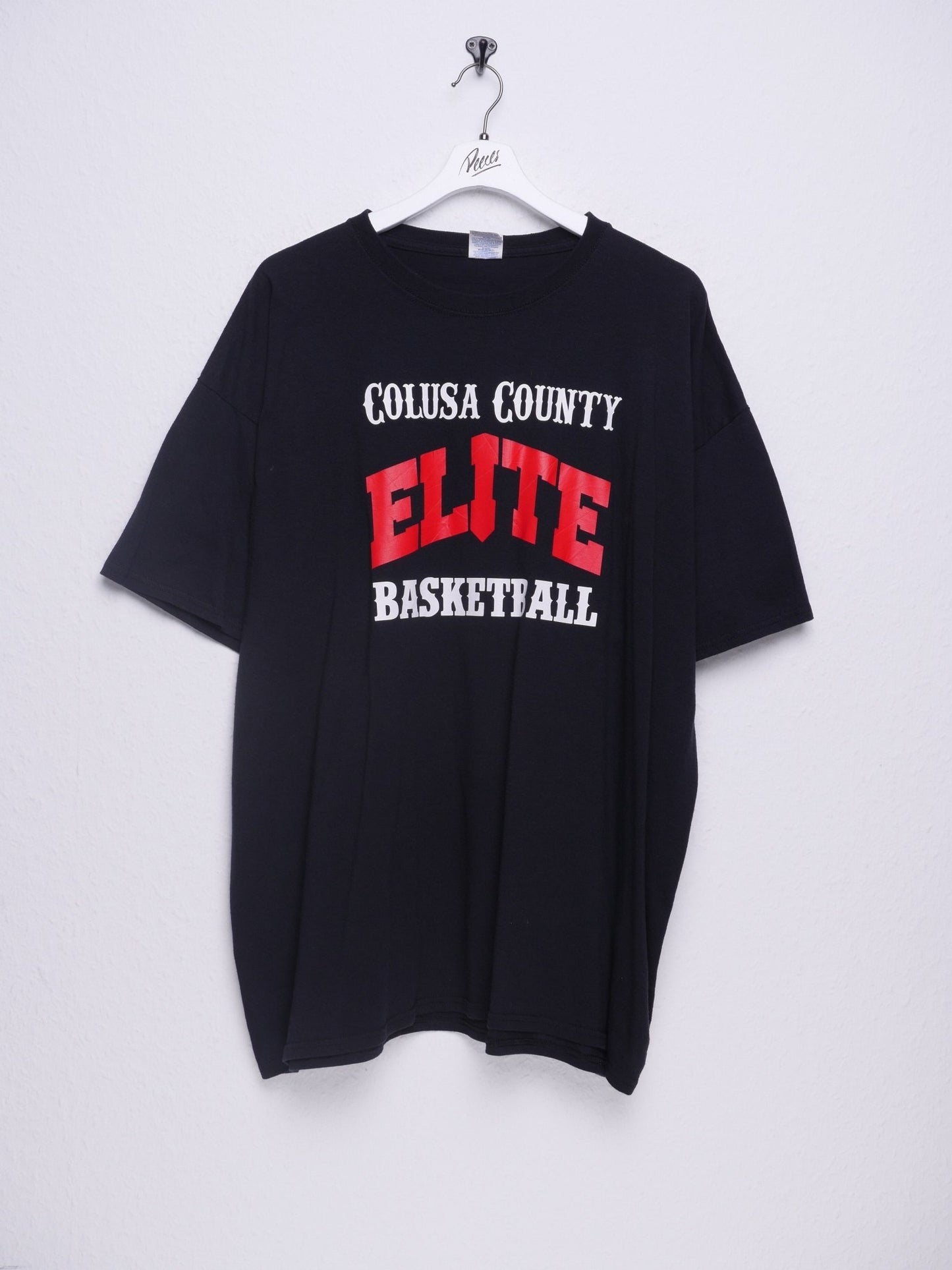 jerzees Colusa County Elite Basketball printed Spellout black Shirt - Peeces