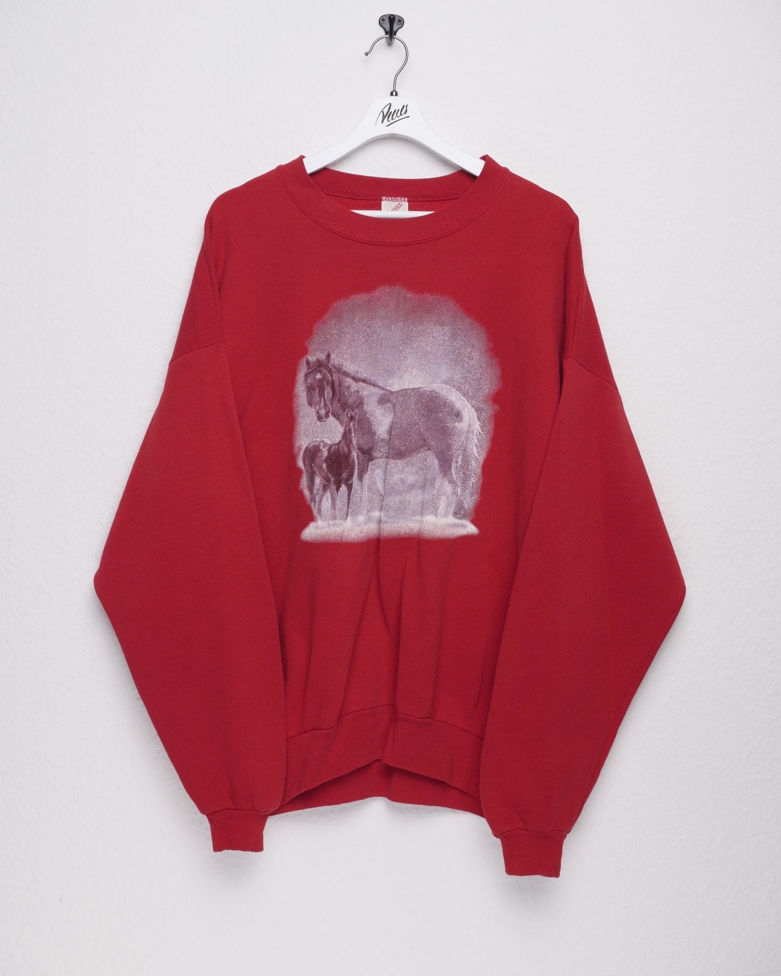 jerzees 'Horses' printed Graphic red Sweater - Peeces