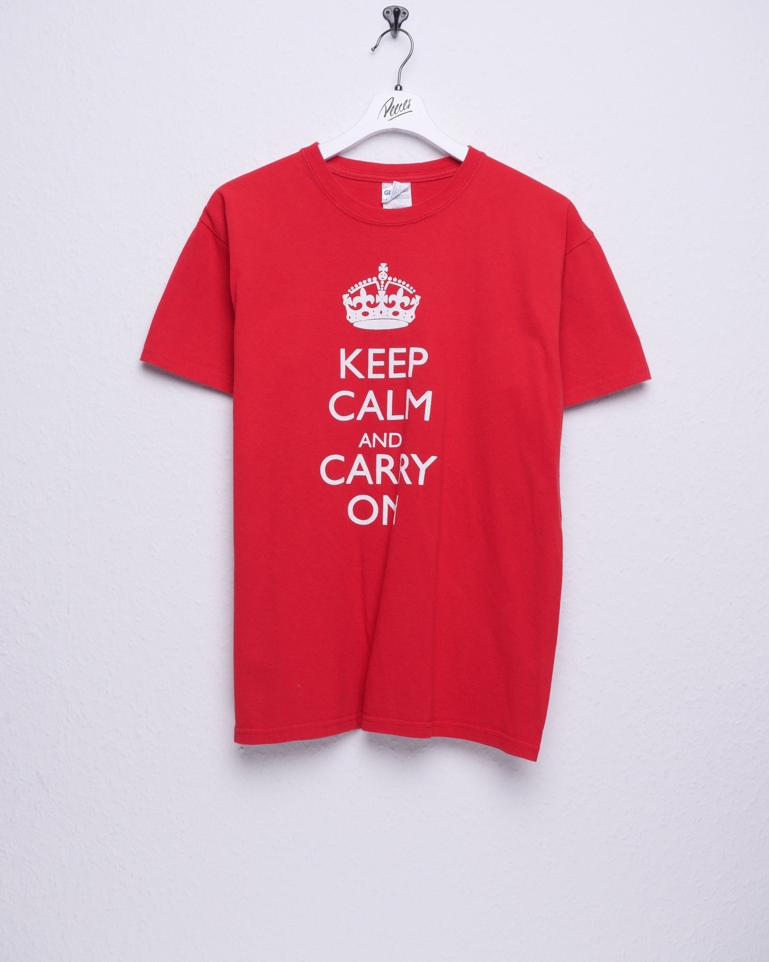 Keep Calm And Carry On printed Spellout Shirt - Peeces