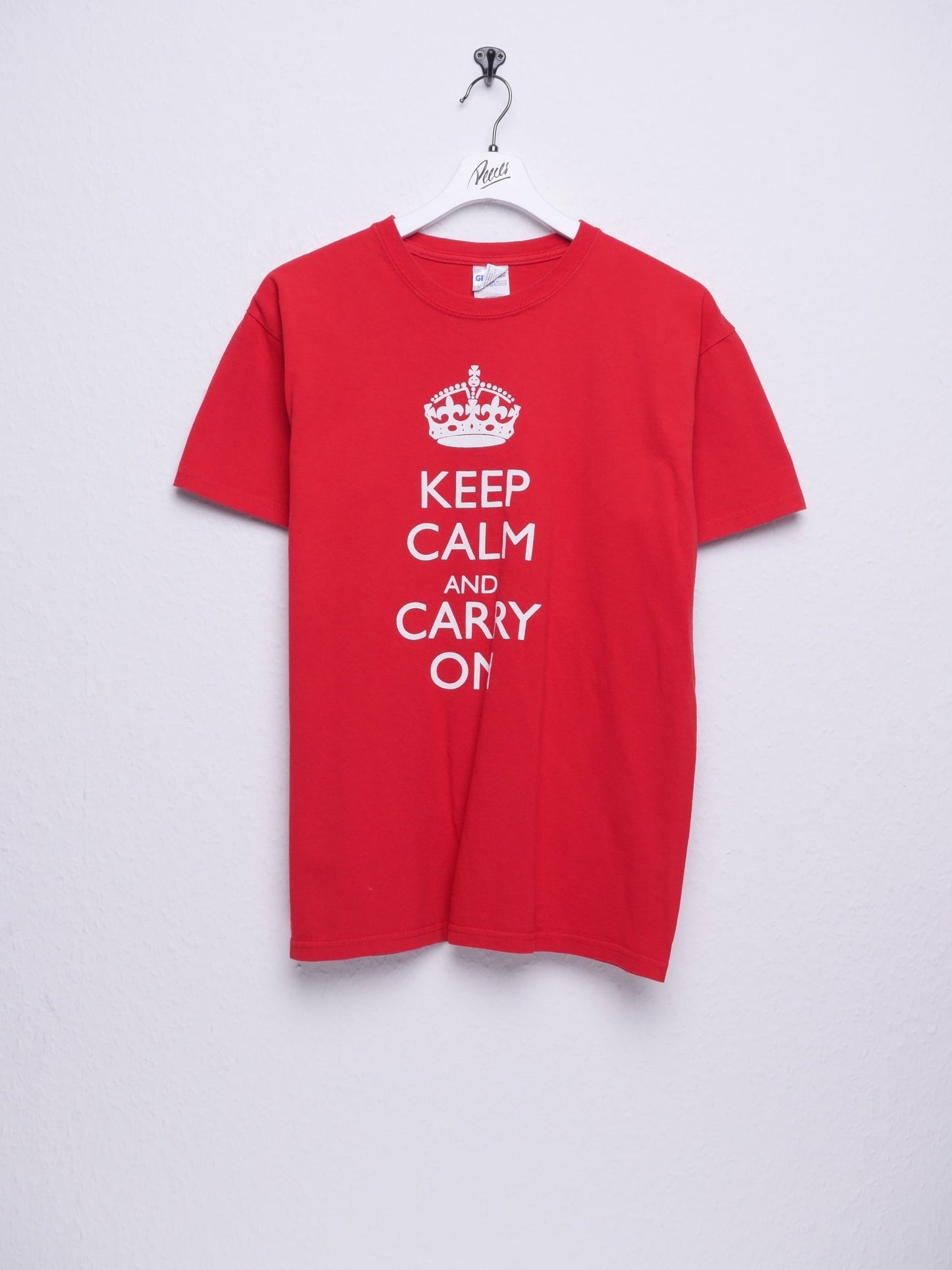 Keep Calm And Carry On printed Spellout Shirt - Peeces