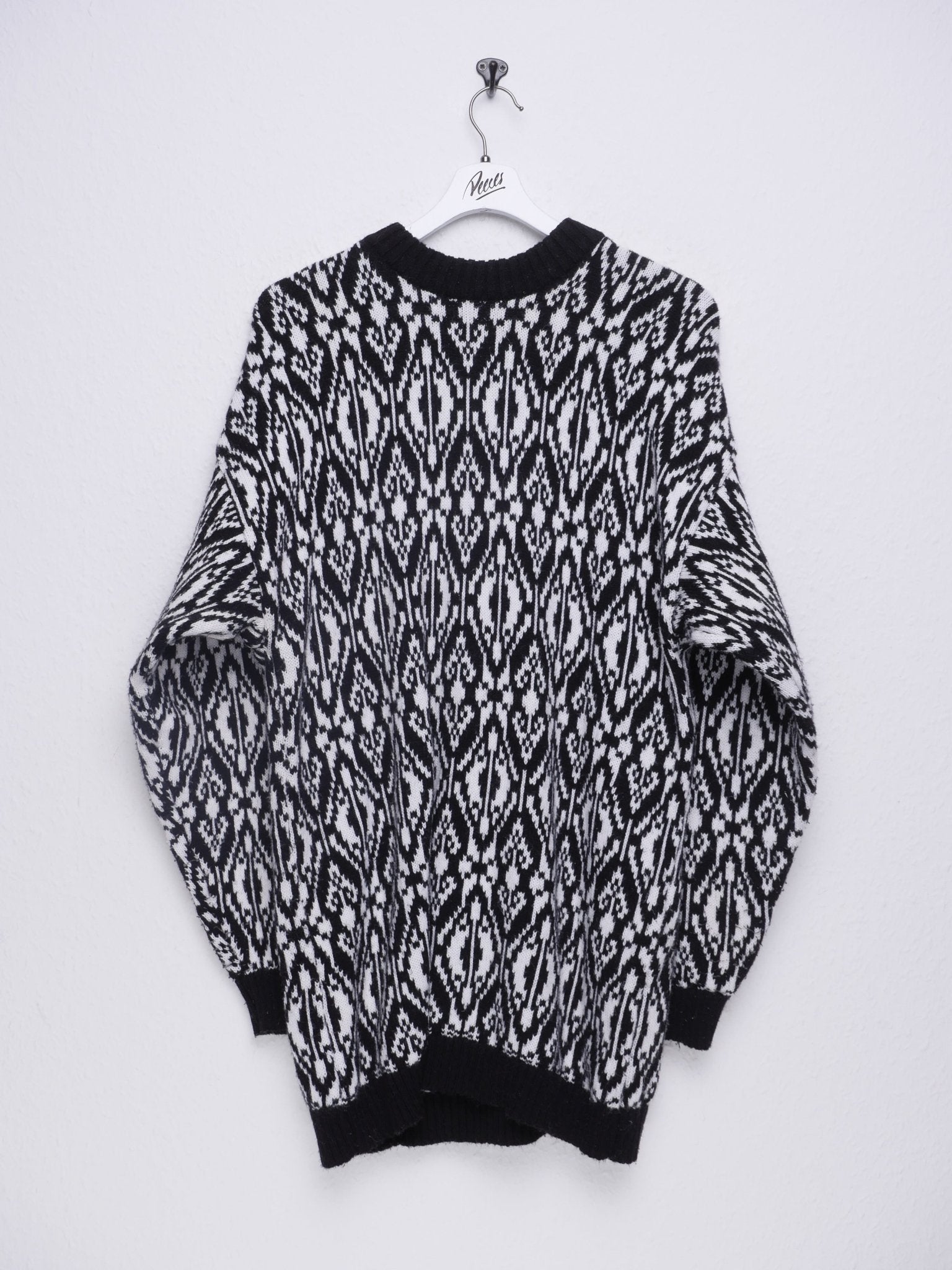 knitted black and white patterned Vintage Sweater - Peeces