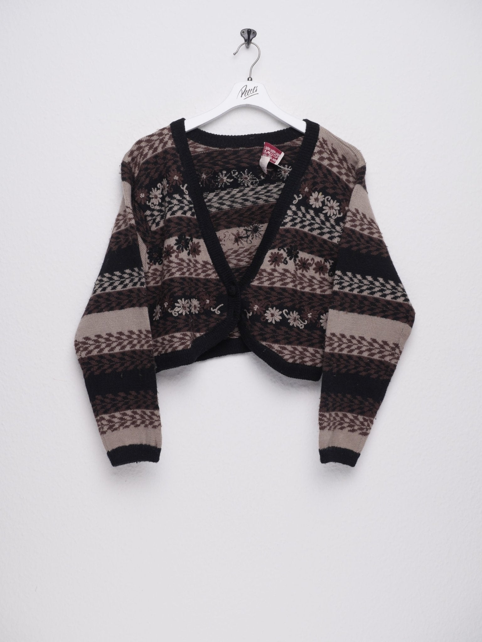knitted pattern cropped Cardigan Sweater - Peeces