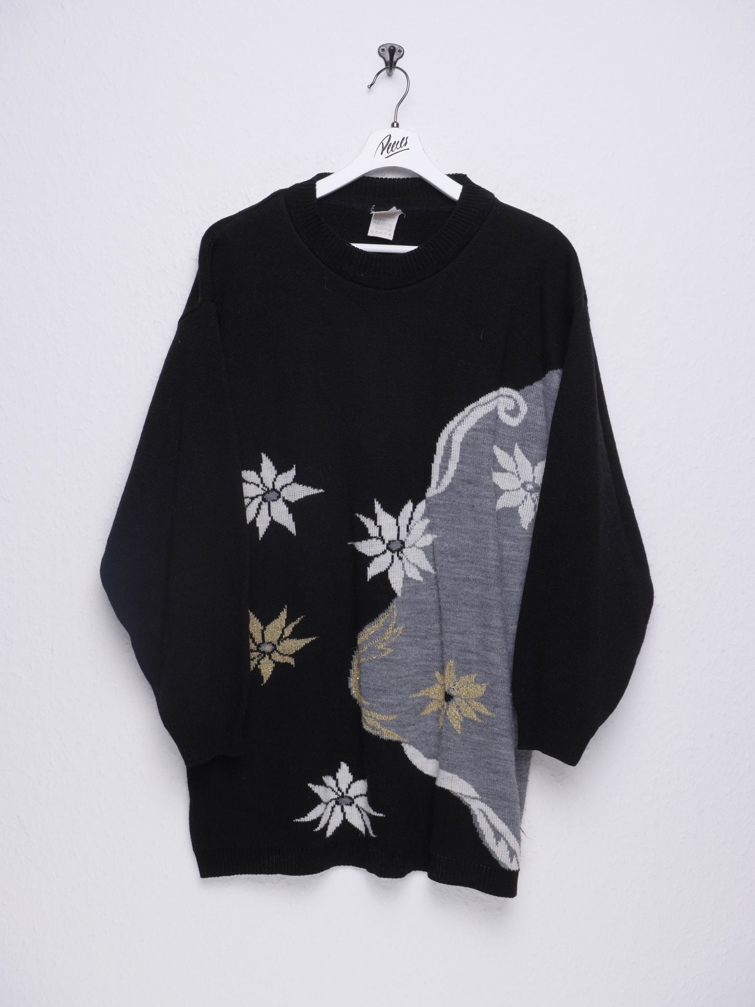 knitted patterned black Vintage Sweater - Peeces