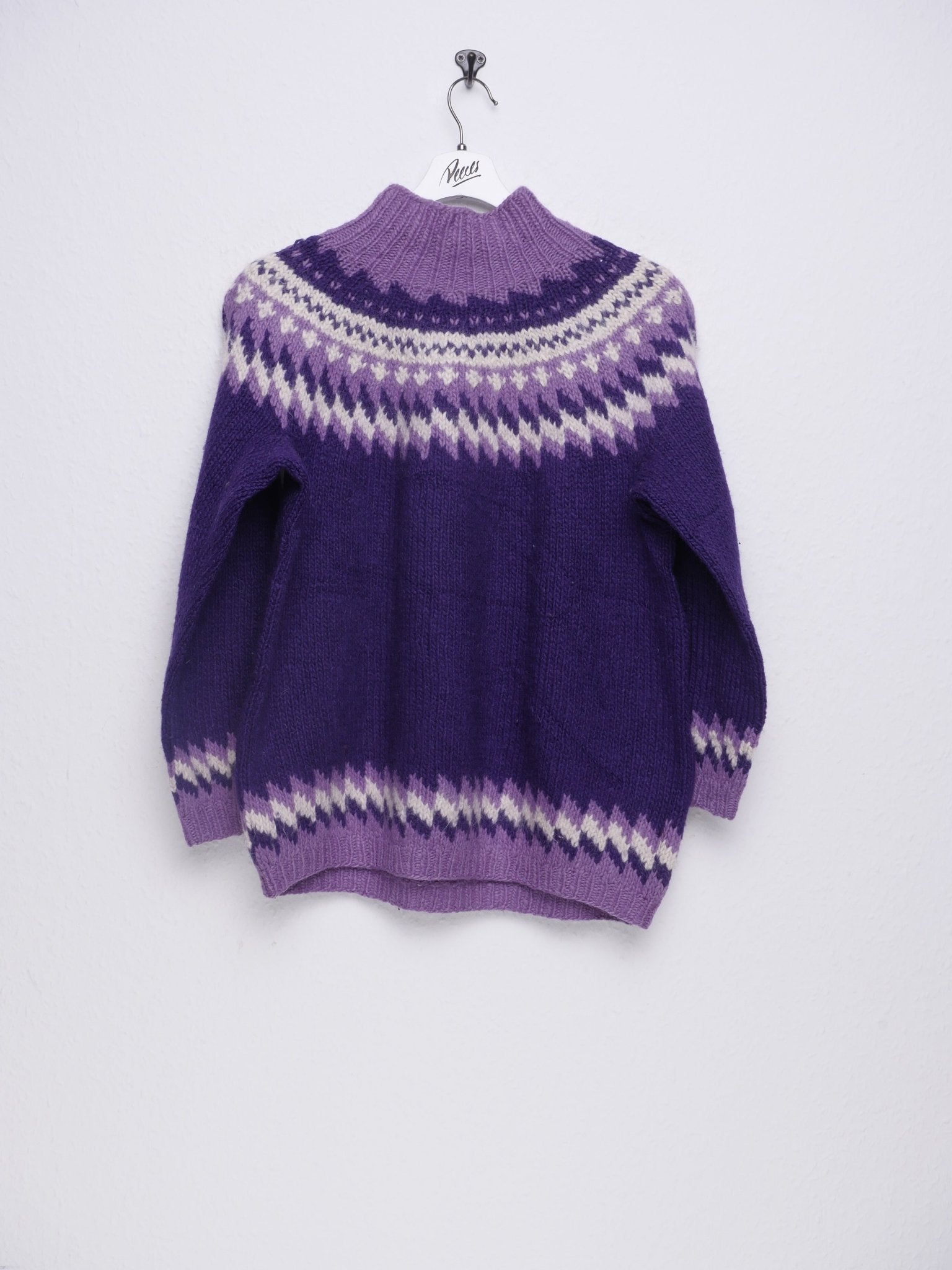 knitted patterned purple Vintage Sweater - Peeces