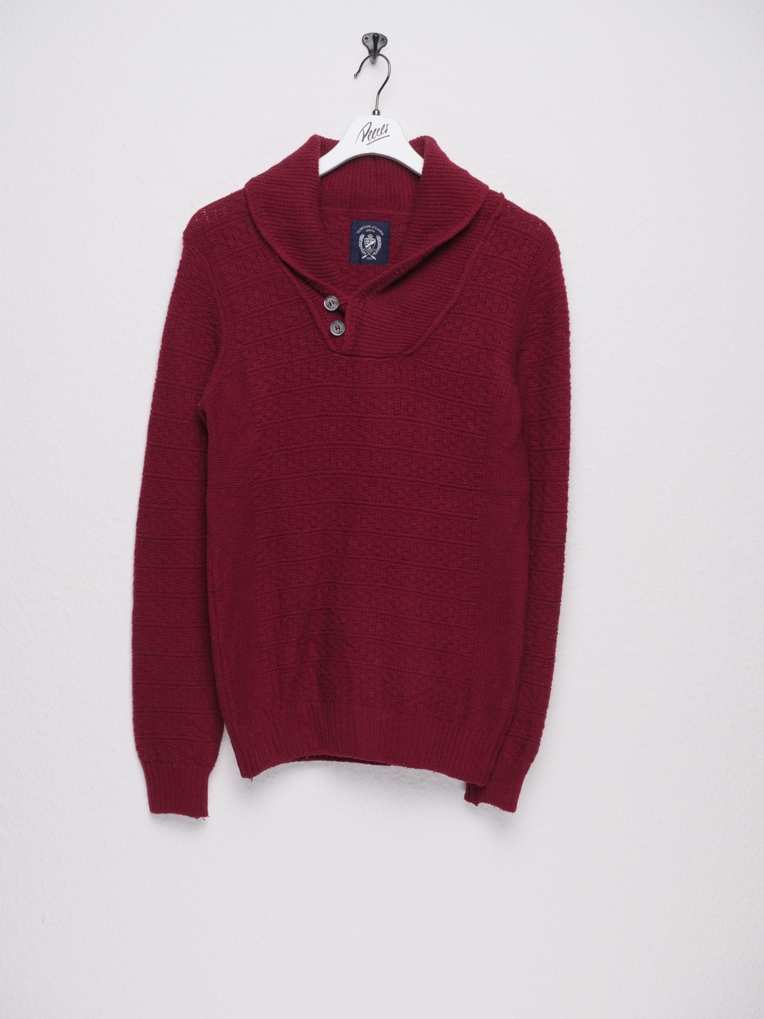 knitted wool half buttoned Sweater - Peeces