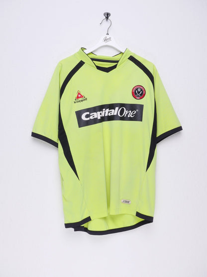 le coq sportif Sheffield United F.C embroidered Logo neon Soccer Jersey Shirt - Peeces