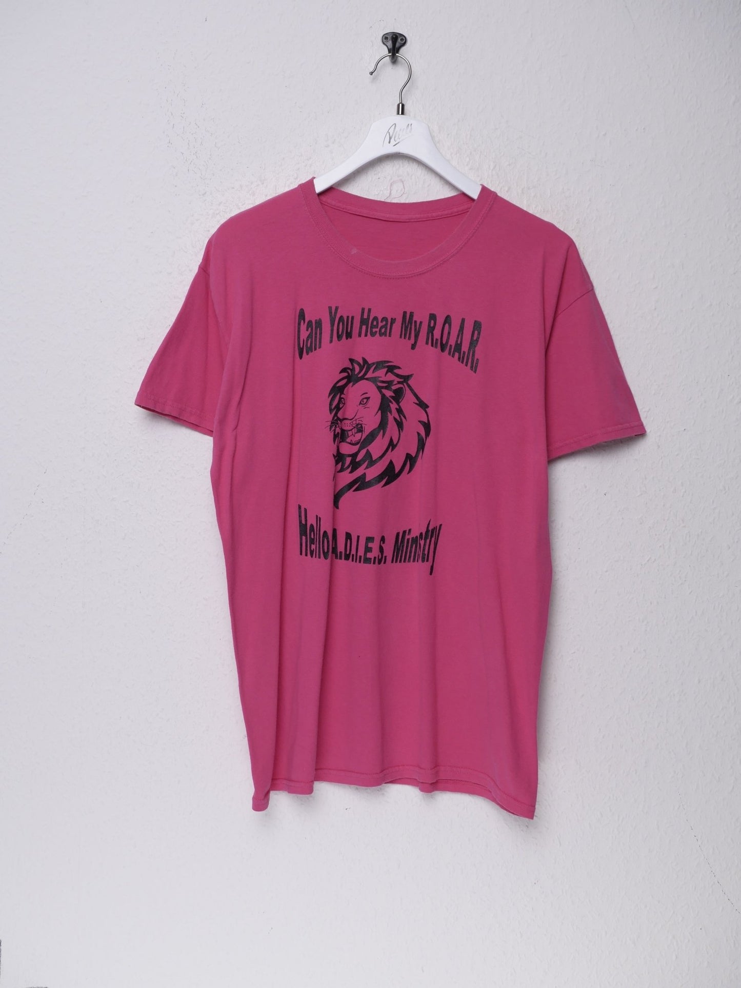 Lion printed Spellout pink Shirt - Peeces