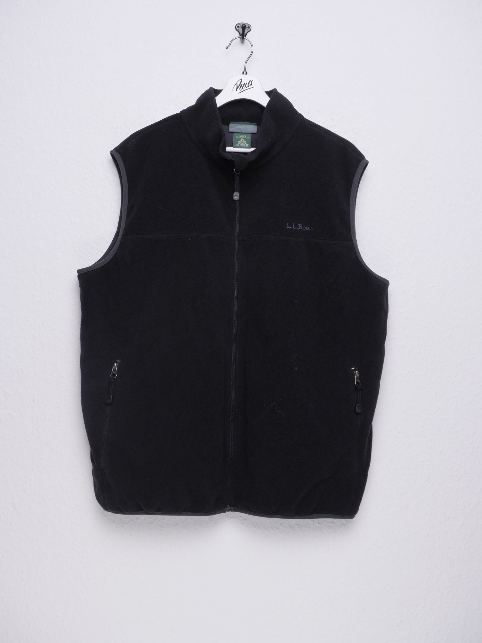 LL Bean embroidered Logo black basic Fleece Vest Jacke - Peeces