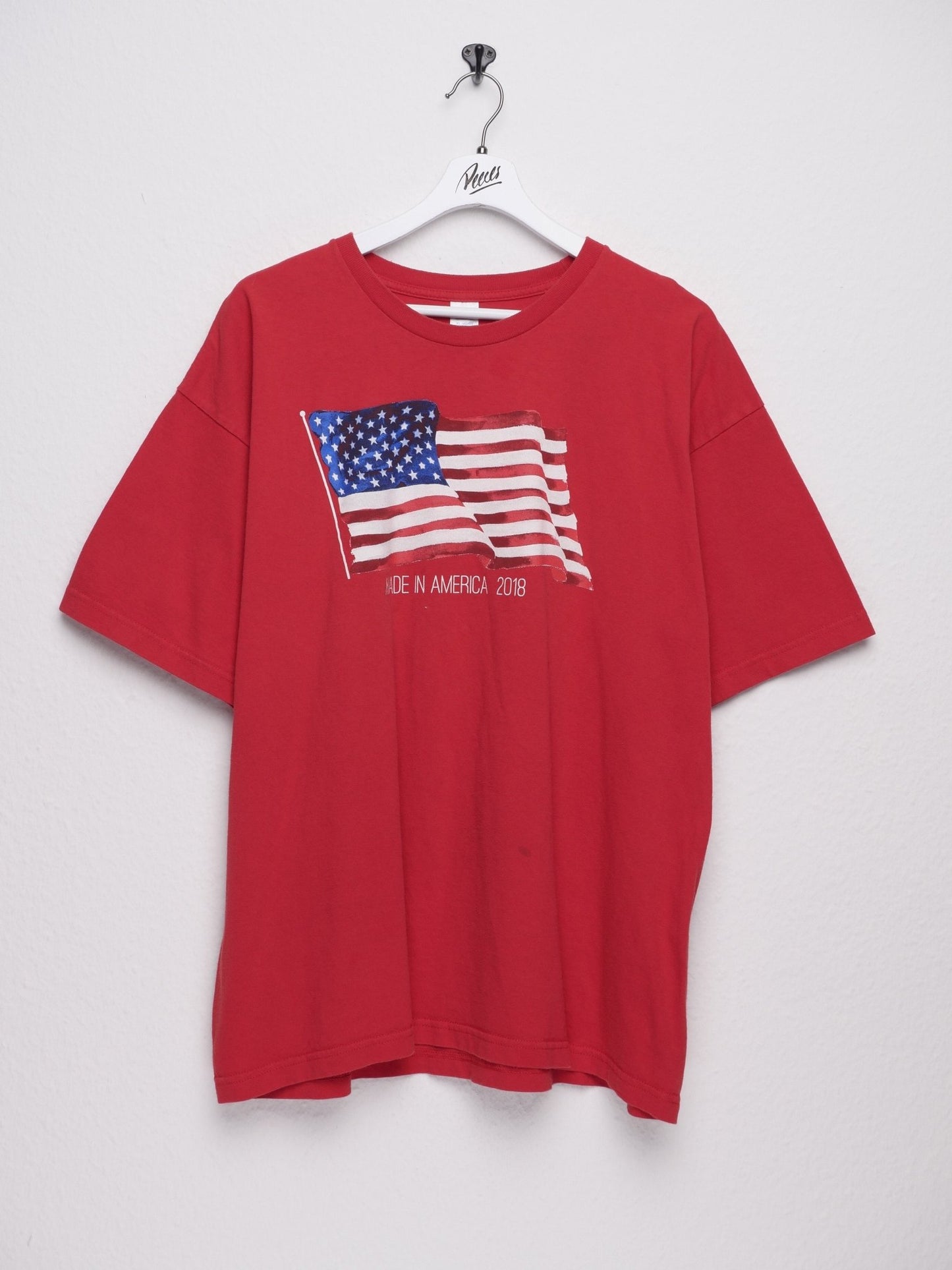 'Made in America 2018' printed Graphic red Shirt - Peeces