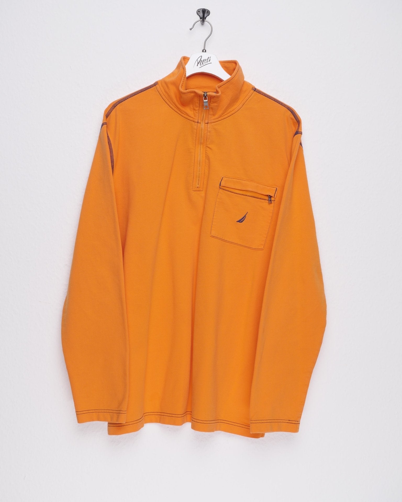 nautica embroidered Logo orange Half Zip Sweater - Peeces
