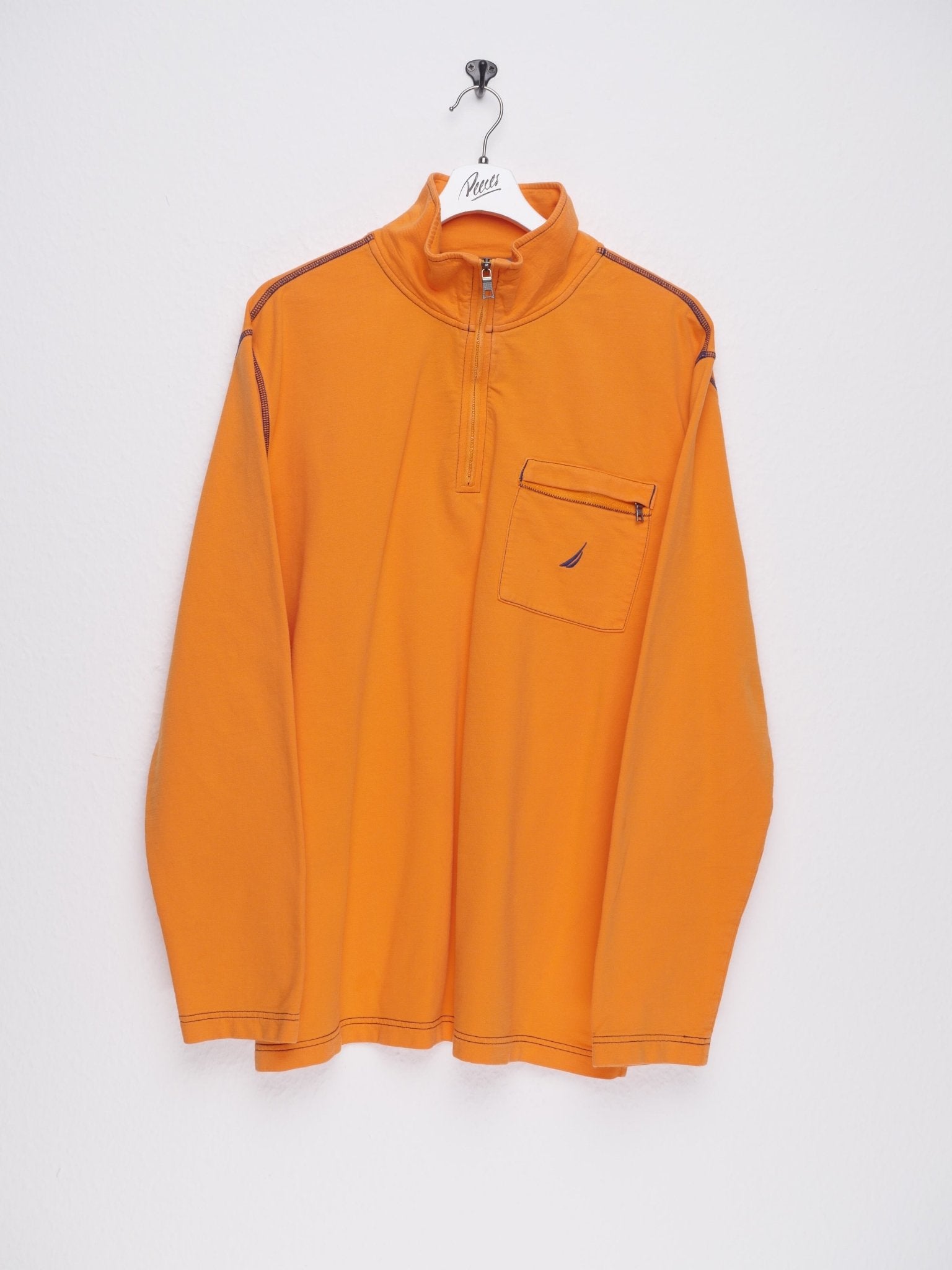 nautica embroidered Logo orange Half Zip Sweater - Peeces