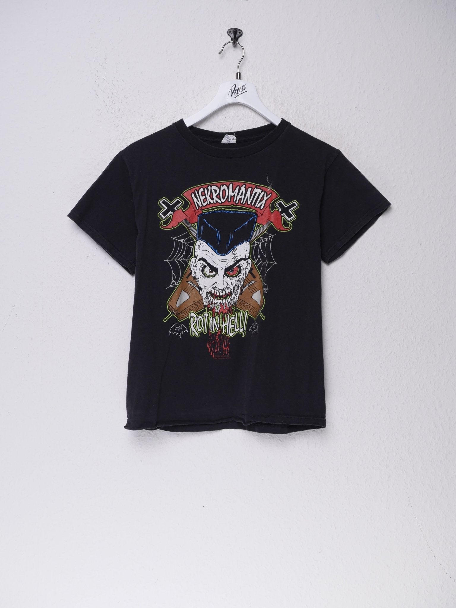 'Necromantix rot in Hell' printed Graphic black Shirt - Peeces