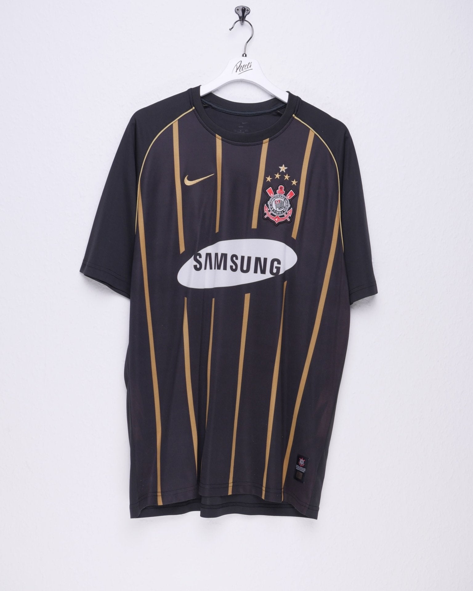 nike embroidered Logo black/gold Soccer Jersey Shirt - Peeces