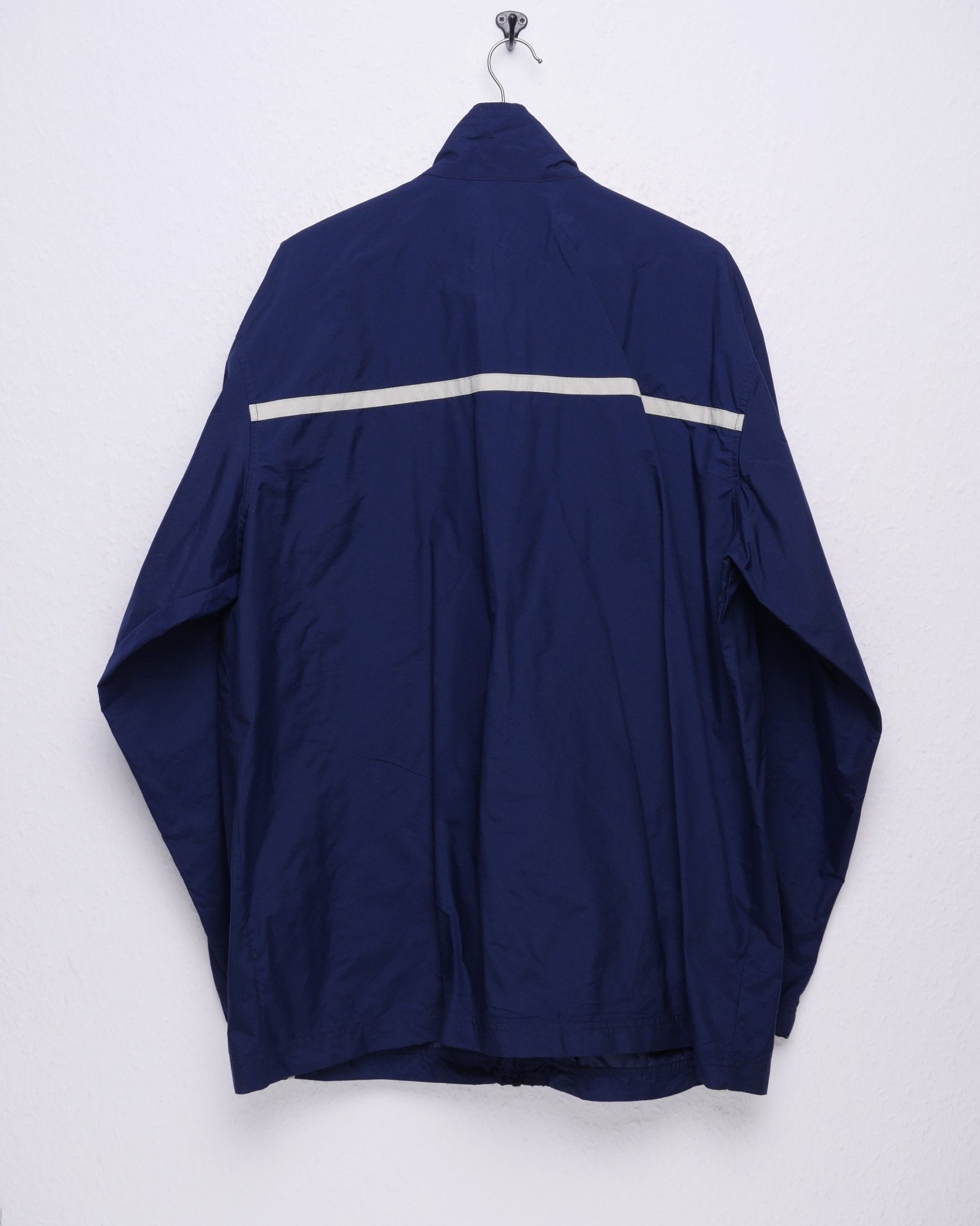 Nike embroidered Spellout striped navy oversized Track Jacke - Peeces