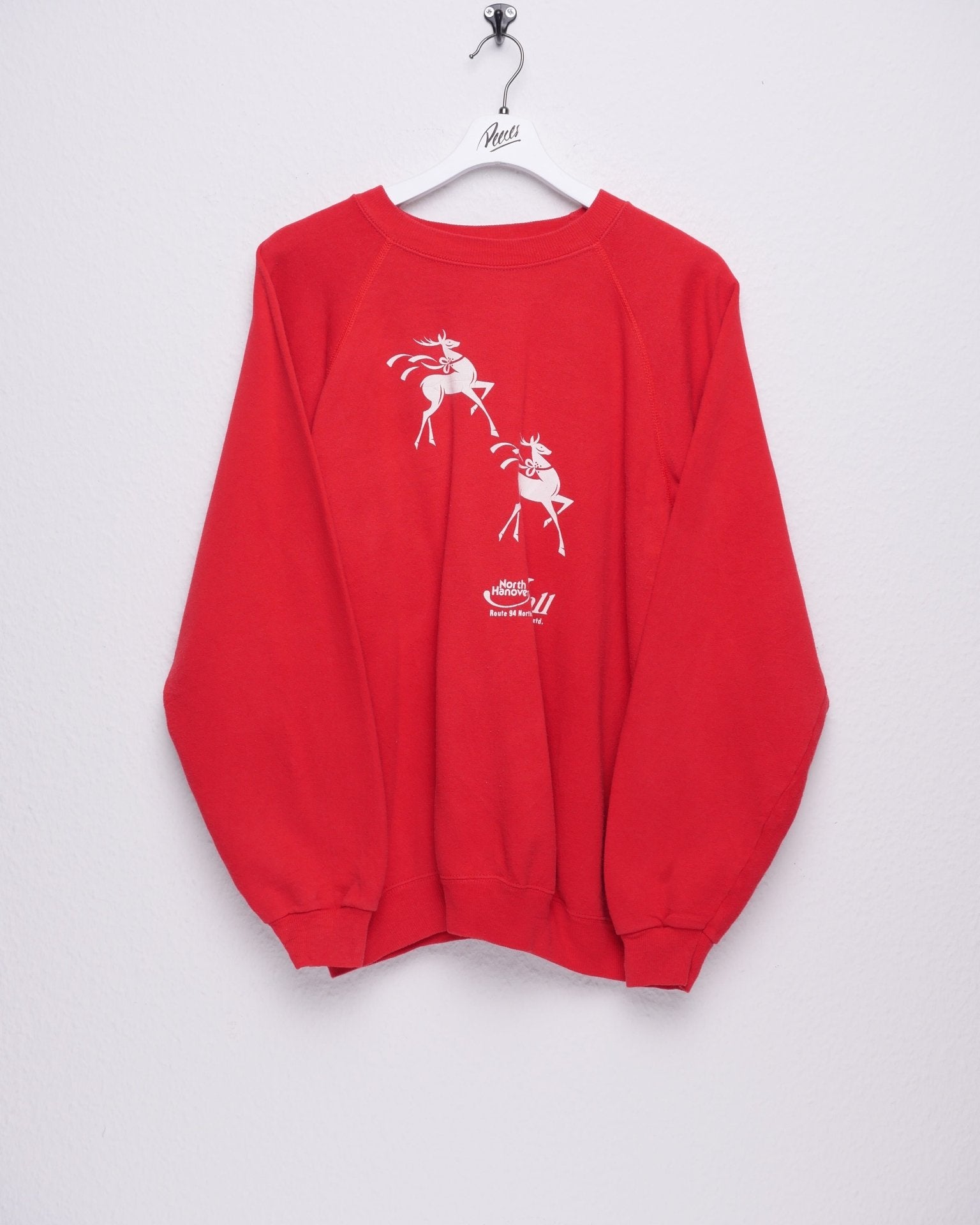 'North Hanover Mall' printed Graphic red Sweater - Peeces