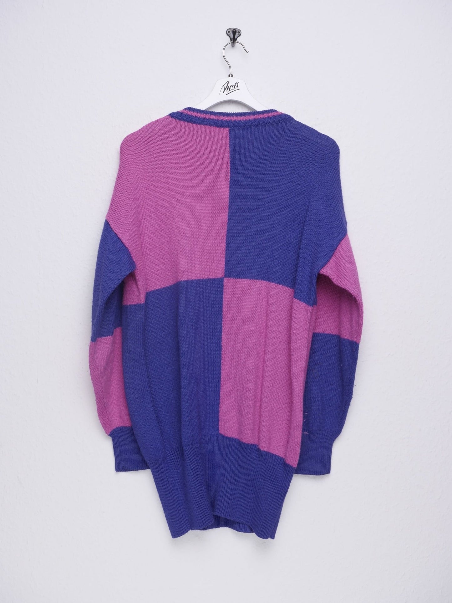 pink blue cheuquered knit Sweater - Peeces
