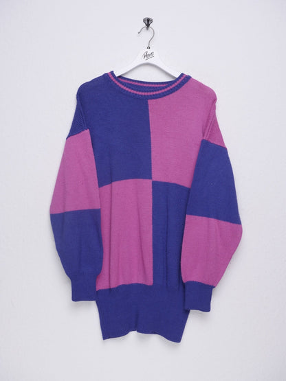 pink blue cheuquered knit Sweater - Peeces