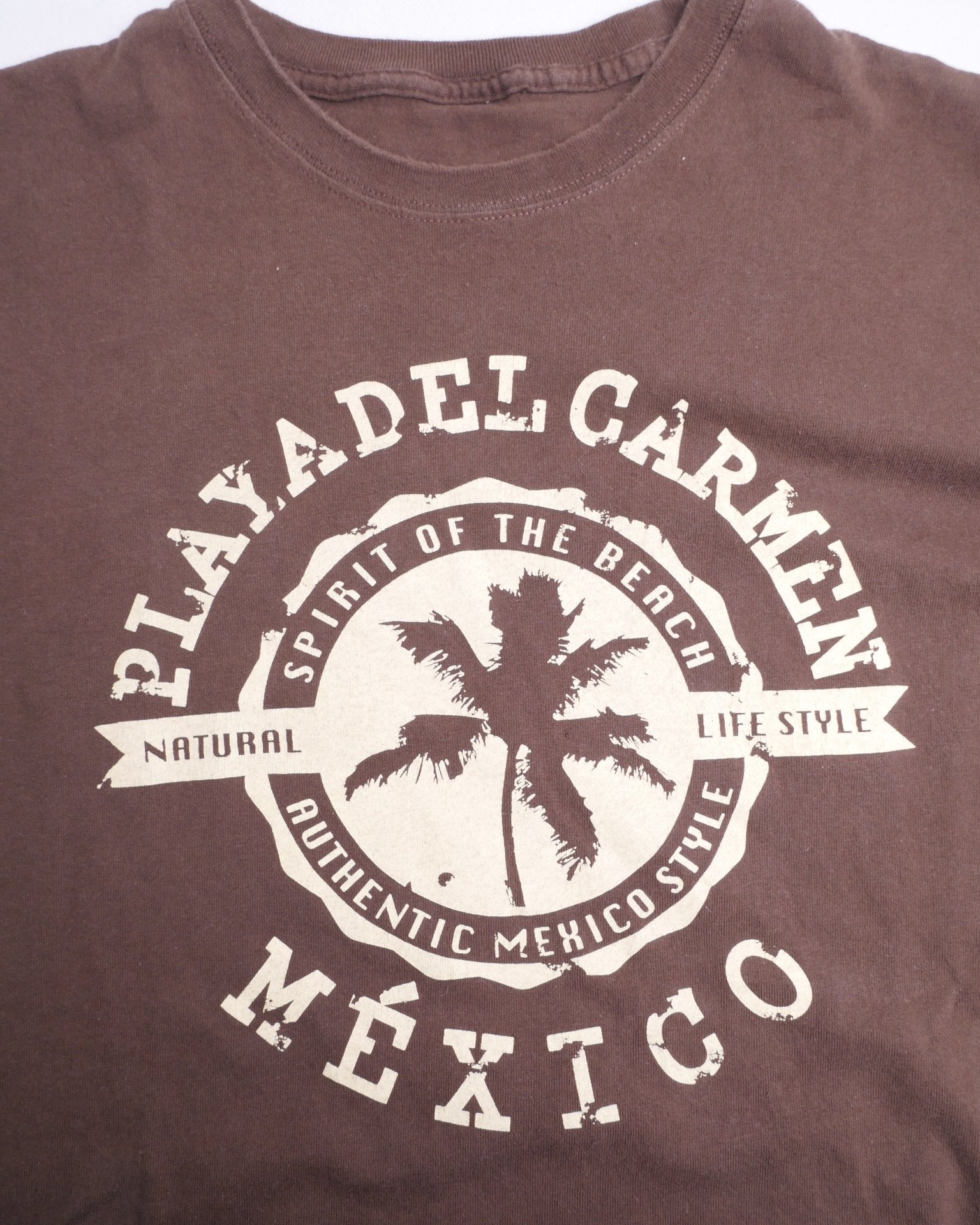 Playa del Carmen Mexico printed Logo brown Shirt - Peeces