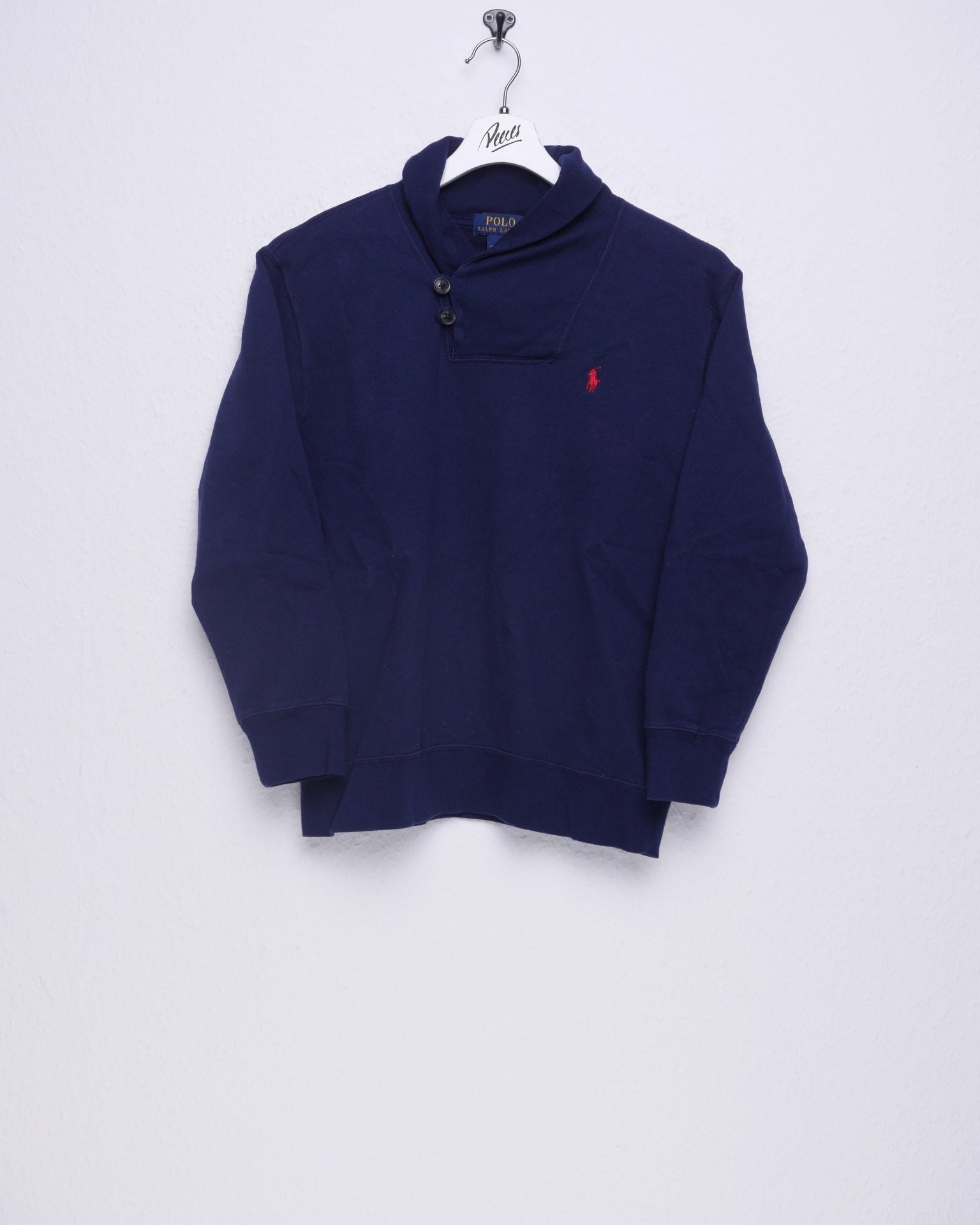 Polo Ralph Lauren embroidered Logo navy Half Buttoned Sweater - Peeces