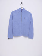Polo Ralph Lauren embroidered Logo washed baby blue Full Zip Sweater - Peeces