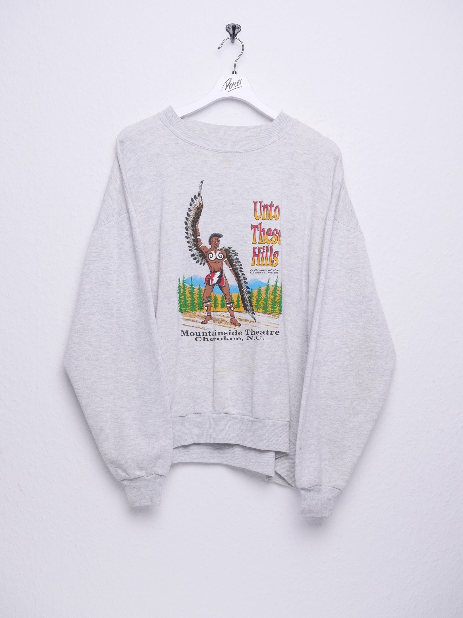 printed Graphic Vintage 'Mountainside Theatre' oversized grey Sweater - Peeces