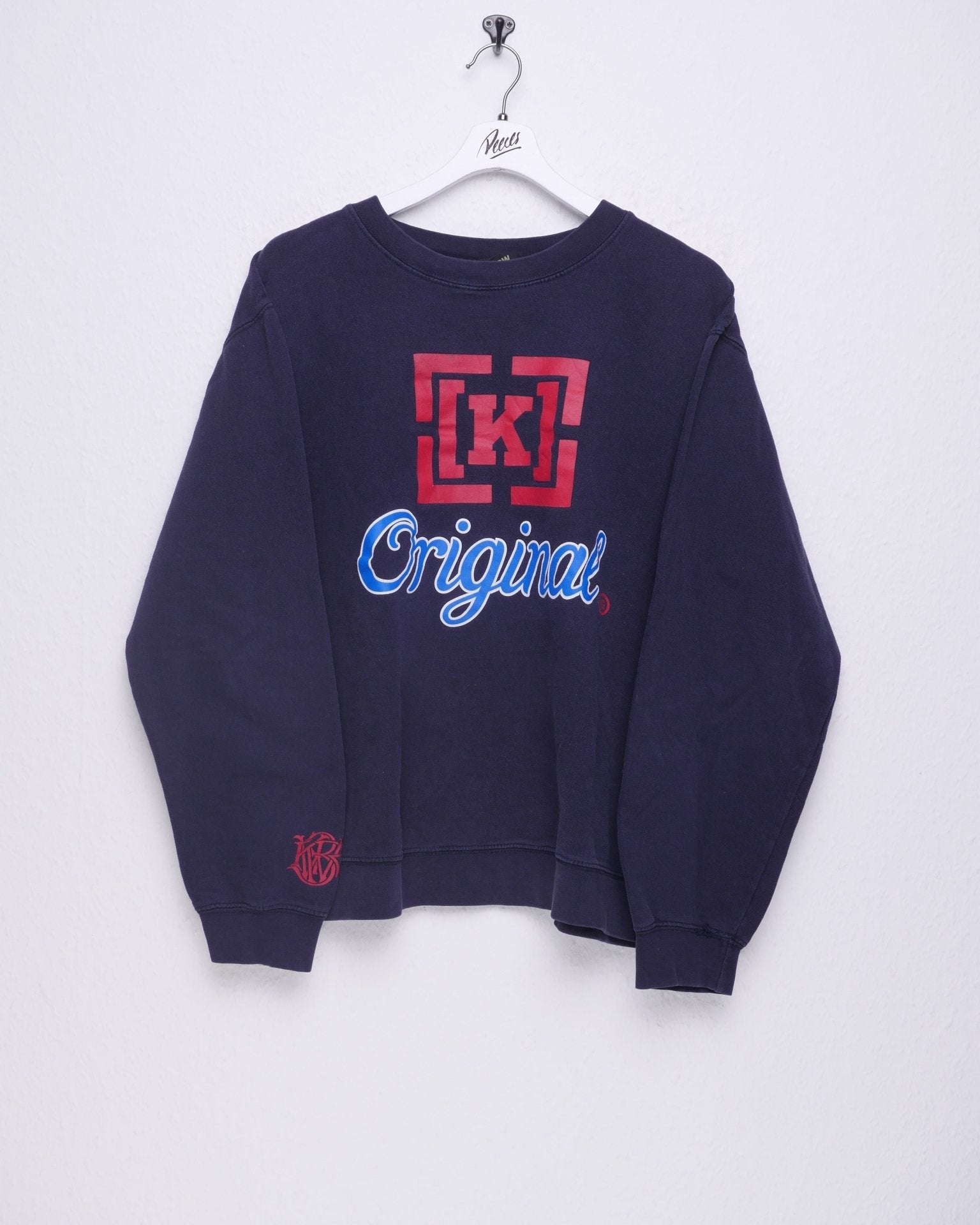 printed Logo washed navy Sweater - Peeces