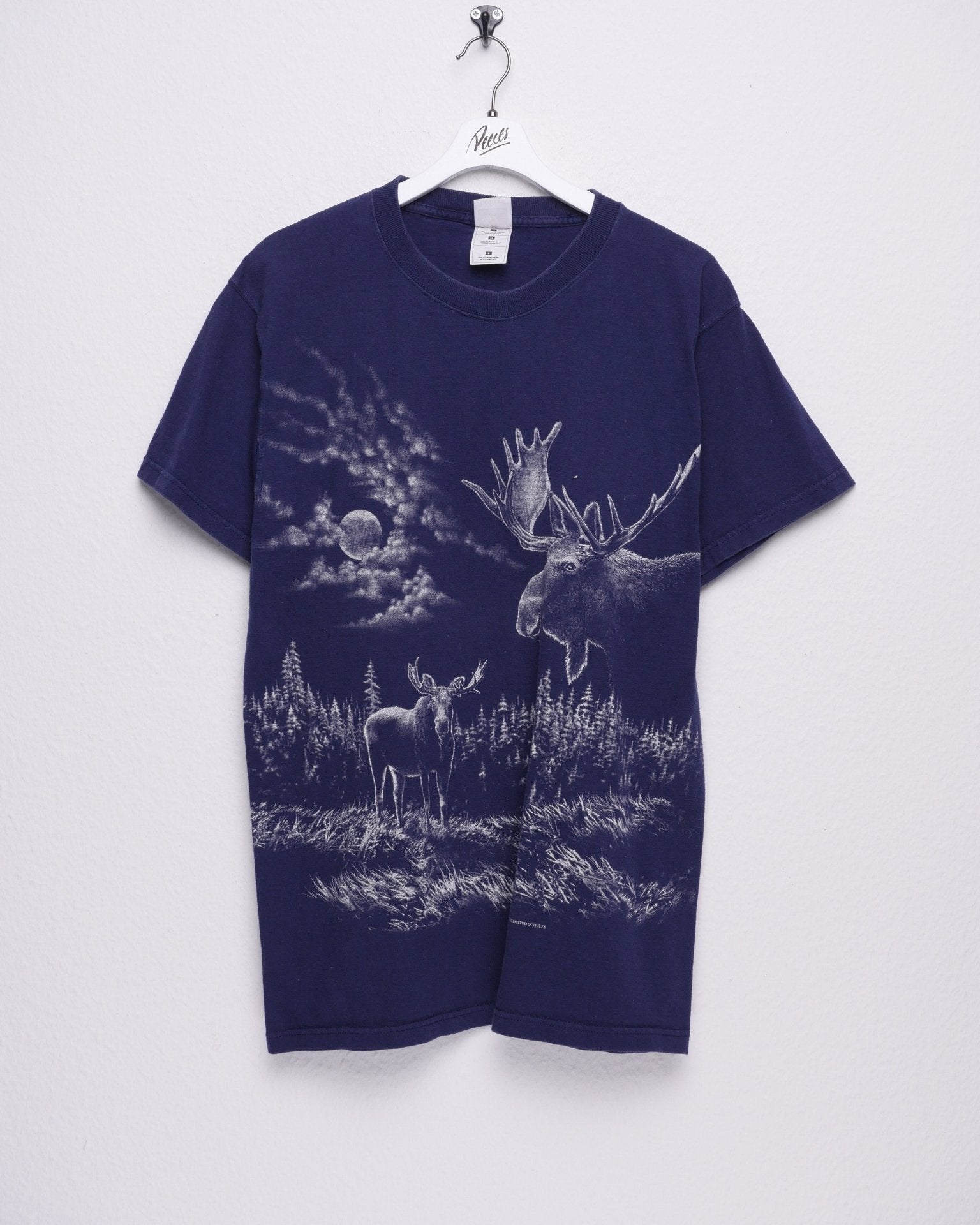 Printed Moose moon Graphic Vintage Shirt - Peeces