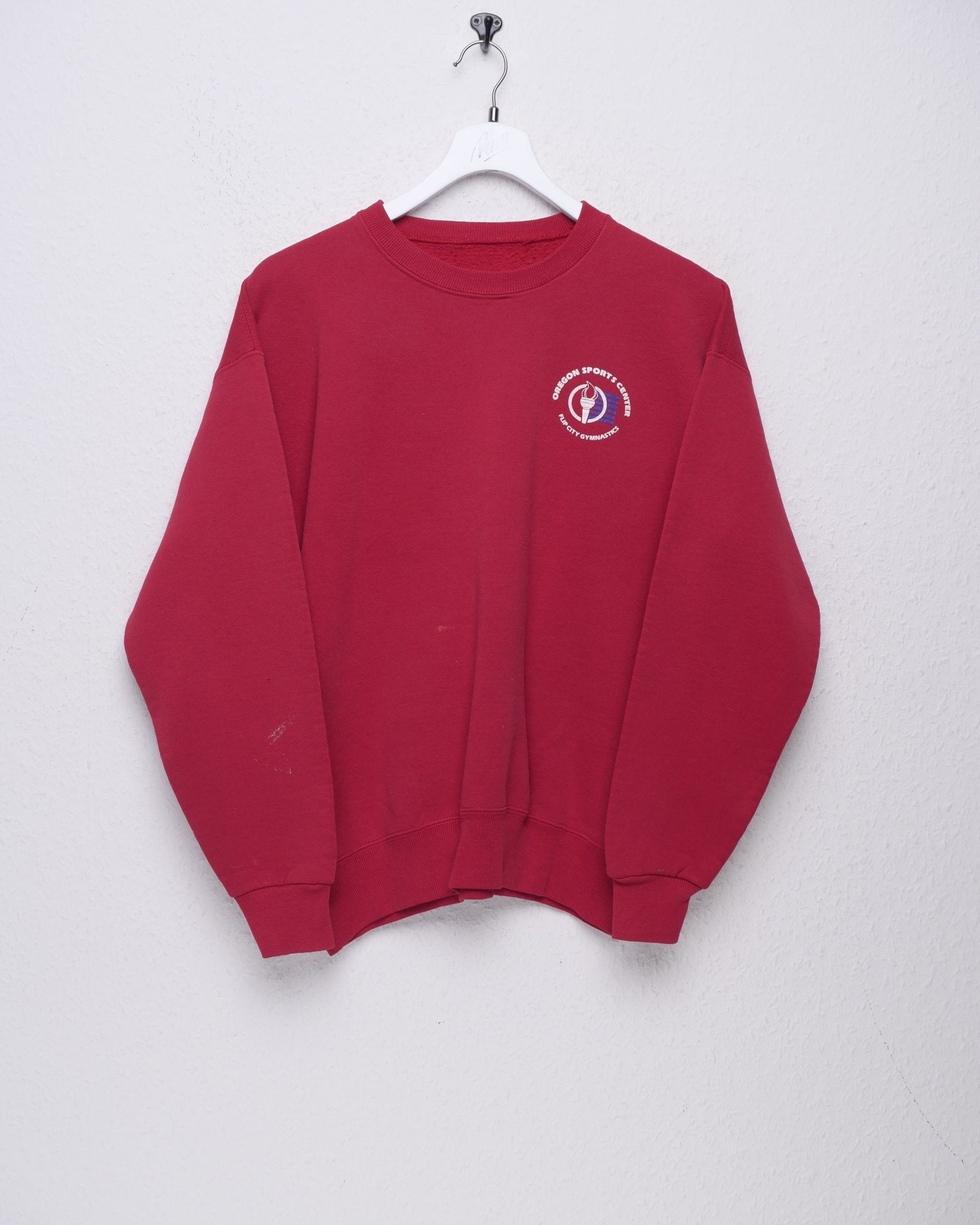 Printed 'Oregon Sports Center' Logo red Sweater - Peeces