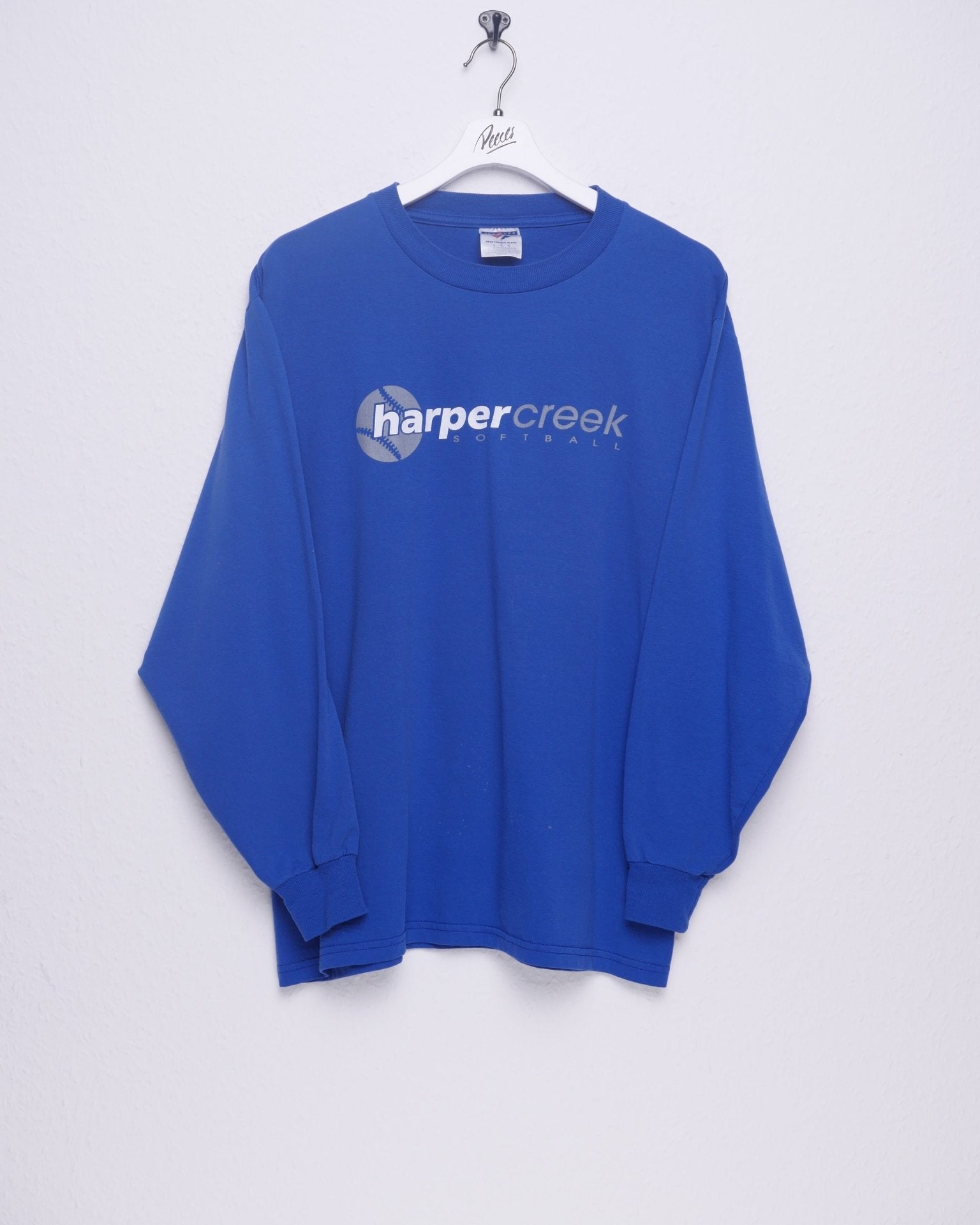 printed Spellout blue L/S Shirt - Peeces