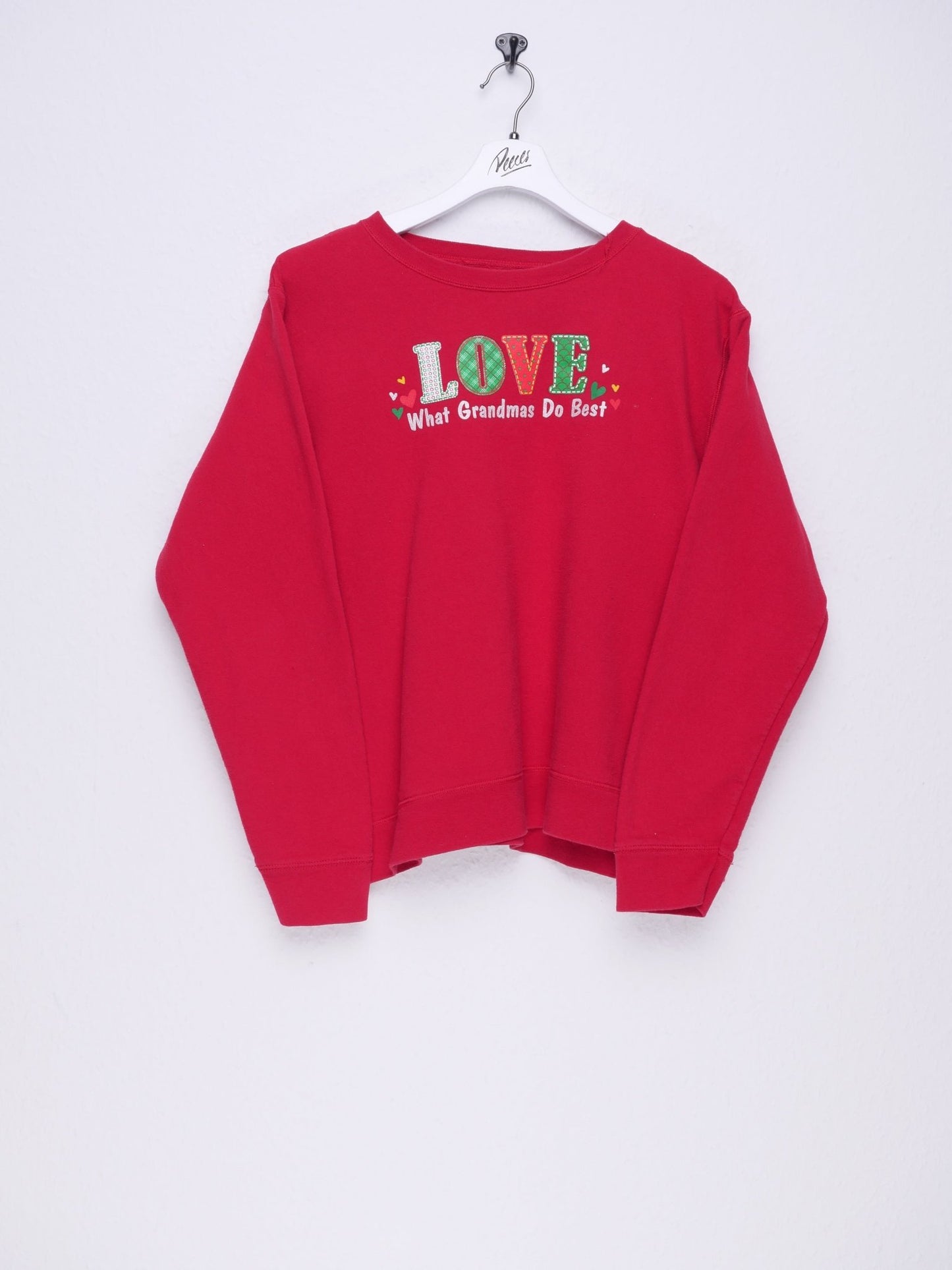 printed Spellout 'Love what grandmas do best' red Sweater - Peeces