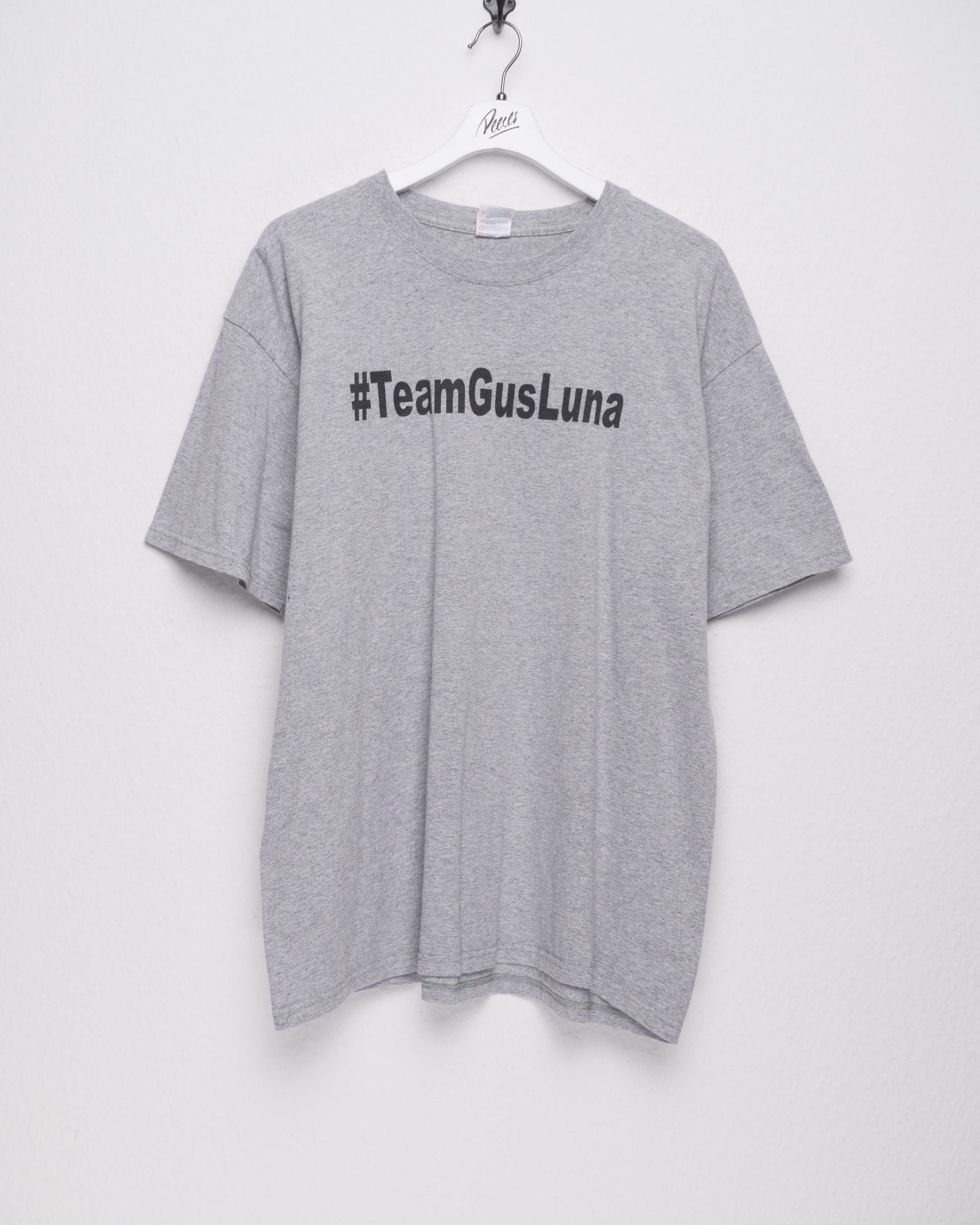 printed '#TeamGusLuna' Spellout grey Shirt - Peeces