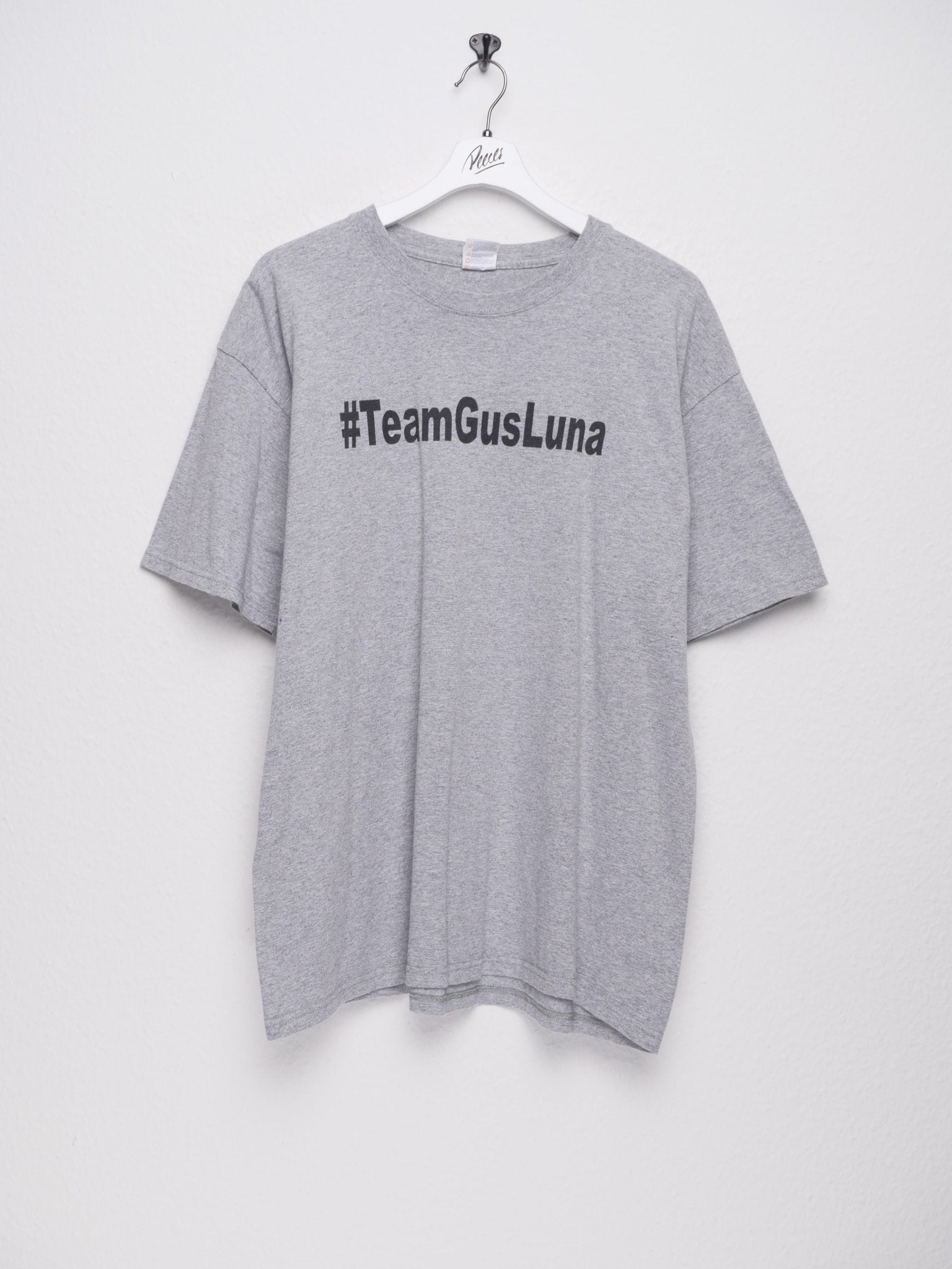 printed '#TeamGusLuna' Spellout grey Shirt - Peeces