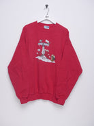 printed Winter Graphic red Sweater - Peeces