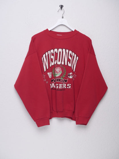 Printed 'Wisconsin Badgers' Logo washed Vintage Sweater - Peeces