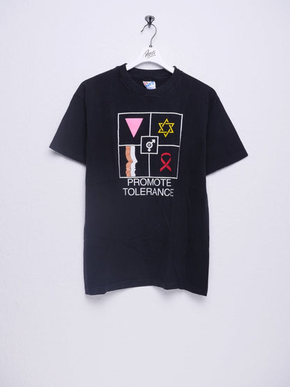 'Promote Tolerance' printed Graphic black Shirt - Peeces