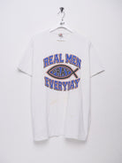 'Real Men Pray Everyday' printed Spellout white Shirt - Peeces