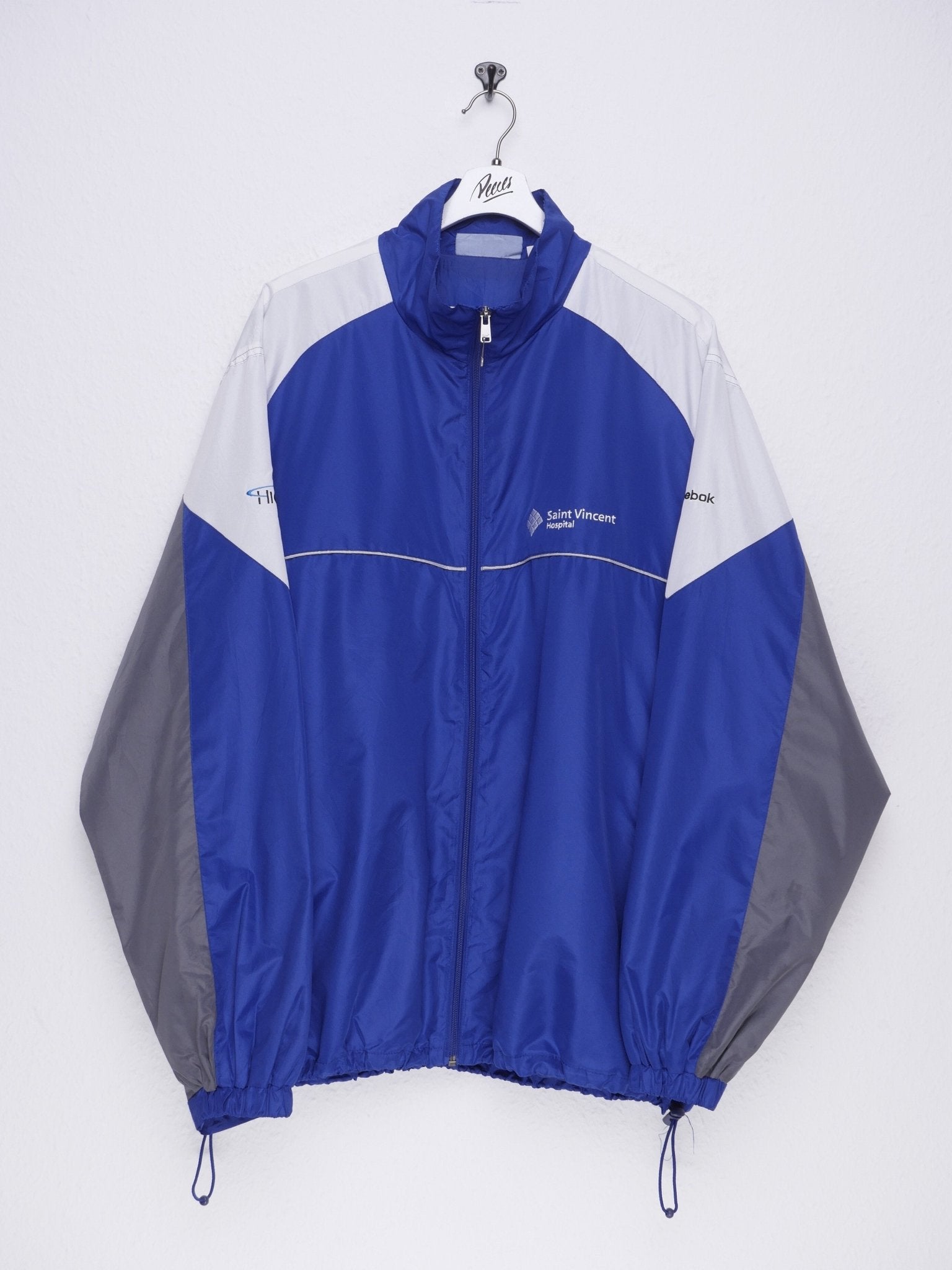 reebok embroidered Spellout three toned Track Jacket - Peeces