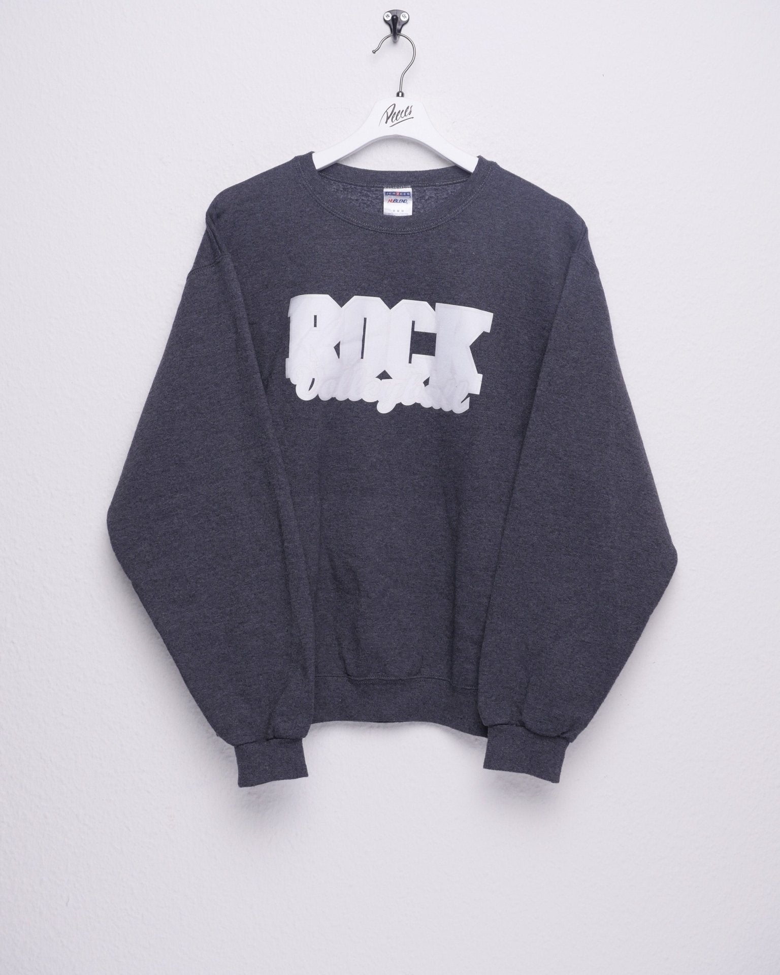 Rock Volleyball printed Spellout grey Sweater - Peeces