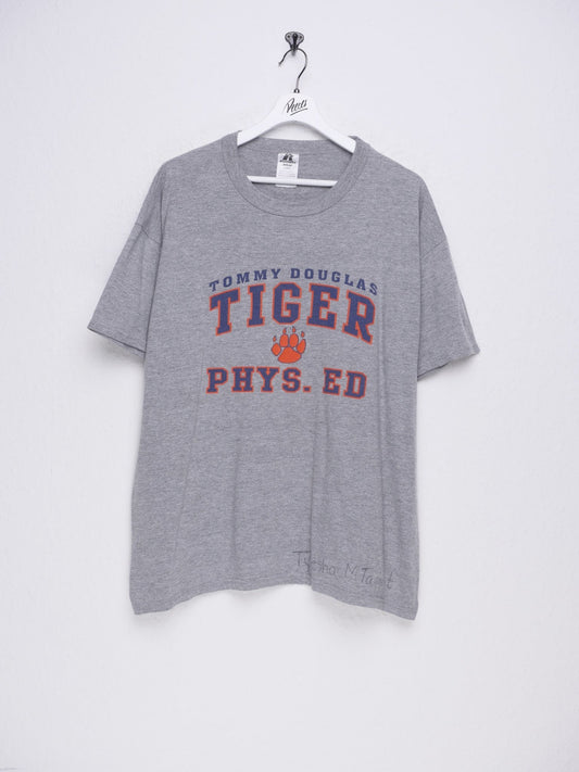 russell Tommy Douglas Tiger printed Spellout grey Shirt - Peeces