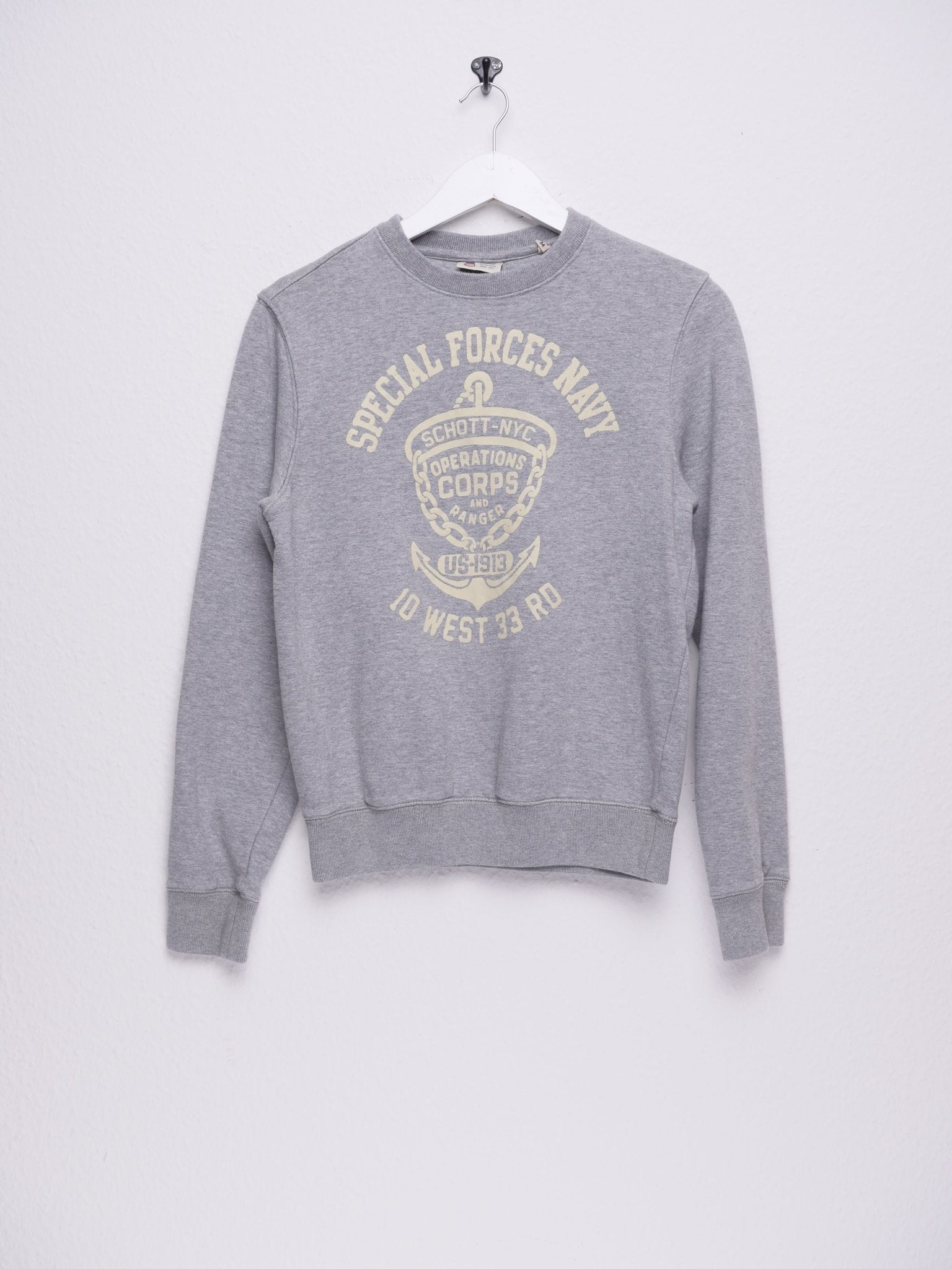Schott printed 'Special Forces Navy' grey Sweater - Peeces